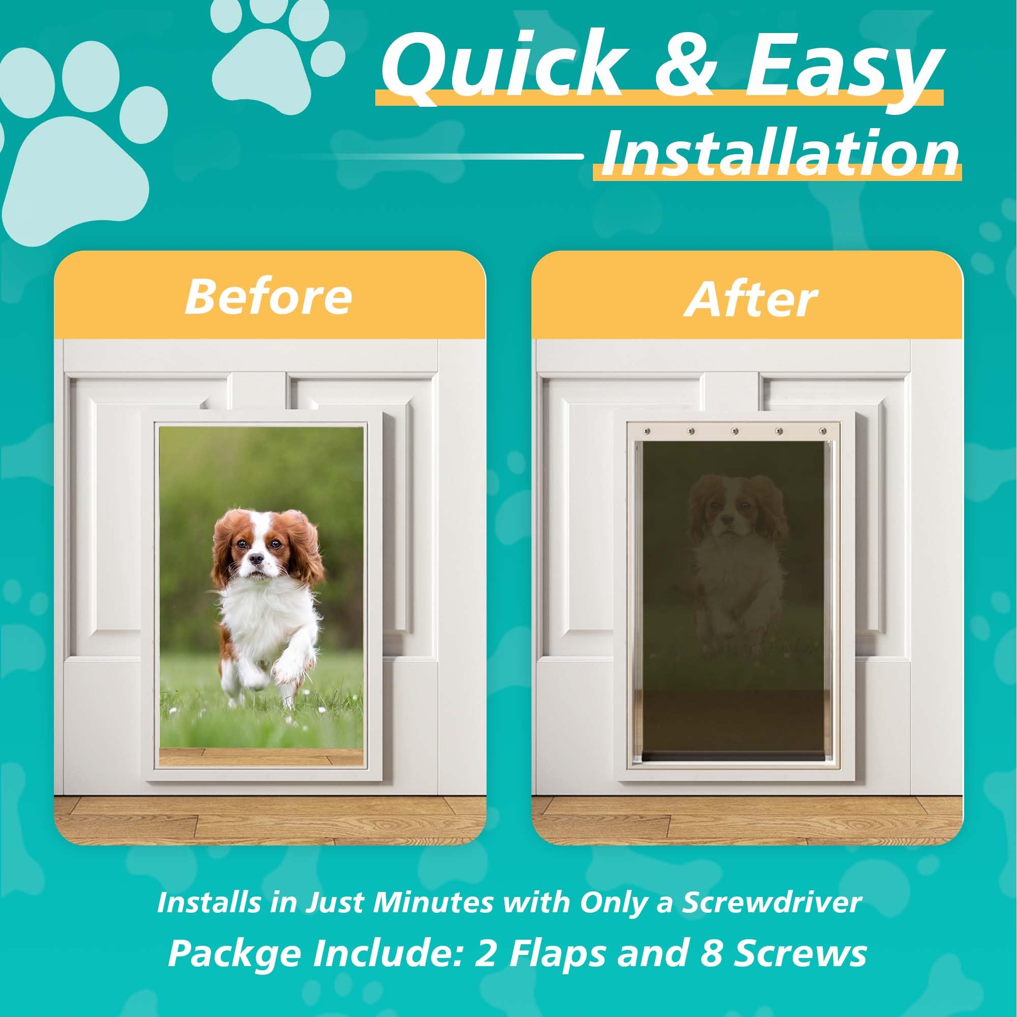 2Pack Medium Dog Door Replacement Flaps With Screws, Compatible With Petsafe Freedom Pac11-11038, Weather-Proof & Warp-Resistant