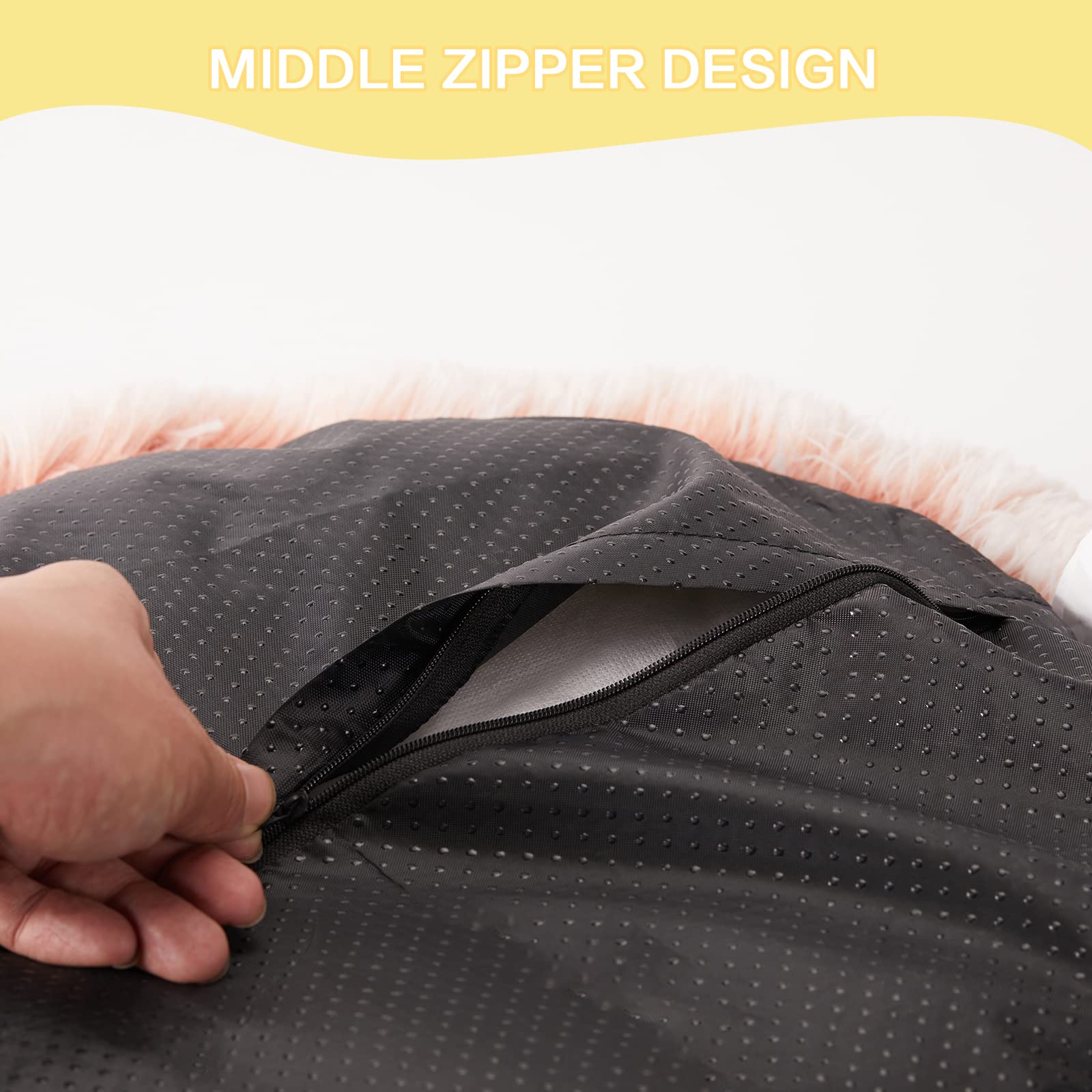 Bedfolks Calming Donut Dog Bed, 36 Inches Round Fluffy Dog Beds For Large Dogs, Anti-Anxiety Plush Dog Bed, Machine Washable Pet Bed (Pink, Large)