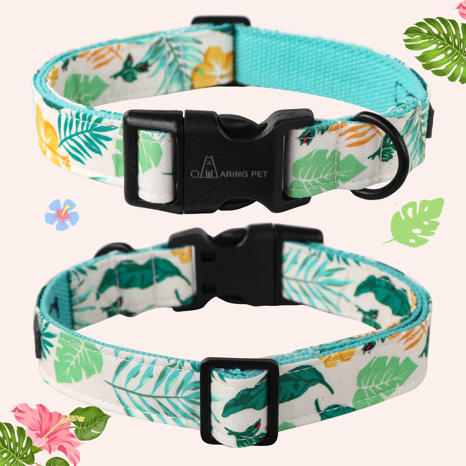 Aring Pet Summer Dog Collar-Lightweight Dog Collar For Medium Dogs, Adjustable Comfortable Cotton Pet Collars For Small Medium Large Dogs, Medium