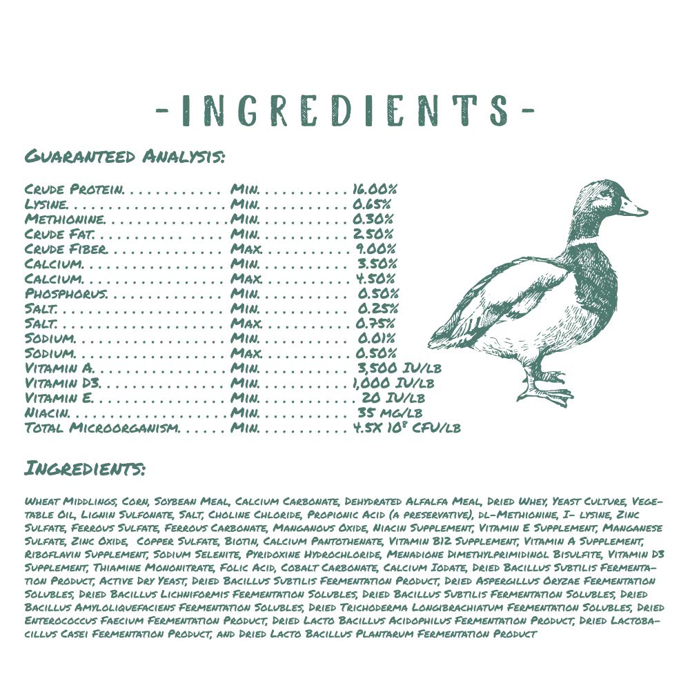 Manna Pro Duck Layer Pellet, High Protein for Increased Egg Production, Formulated with Probiotics to Support Healthy Digestion,