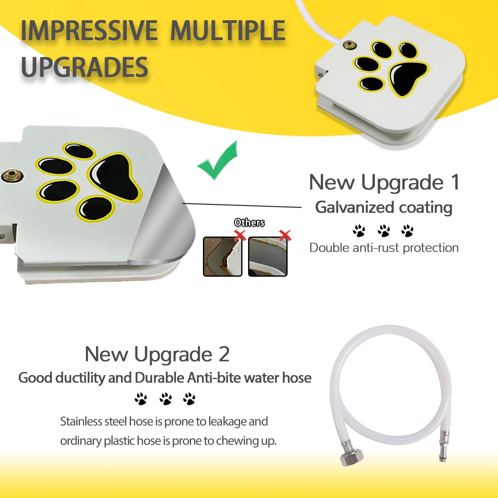 Outdoor Dog Water Fountain Step On - Upgrade Large Dog Sprinkler Drinking Water Dispenser Dog Paw Waterer Activated With Stainle