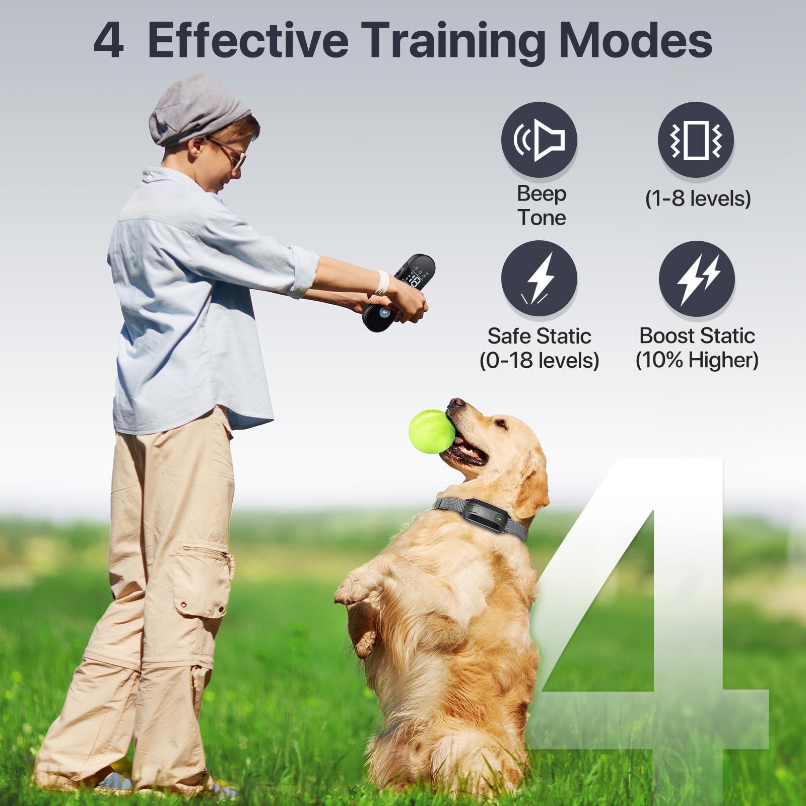 Dog Shock Collar with Remote Control, Dog Training Collar for Large Medium Dogs 40-120lbs Waterproof, Shock Collar for Dogs with