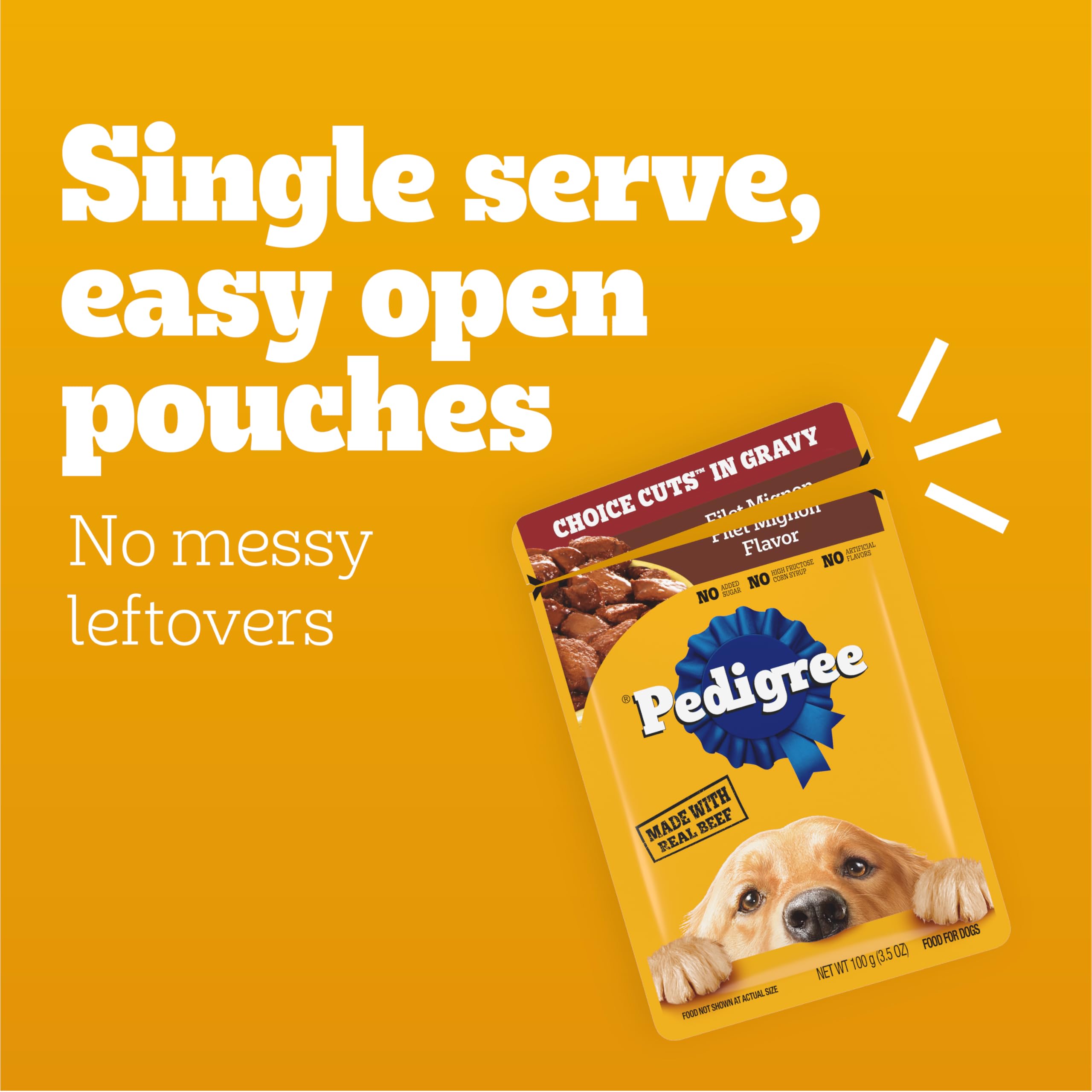 Pedigree Choice Cuts In Gravy Adult Soft Wet Dog Food, Filet Mignon Flavor, 3.5 oz Pouches, 16 Pack