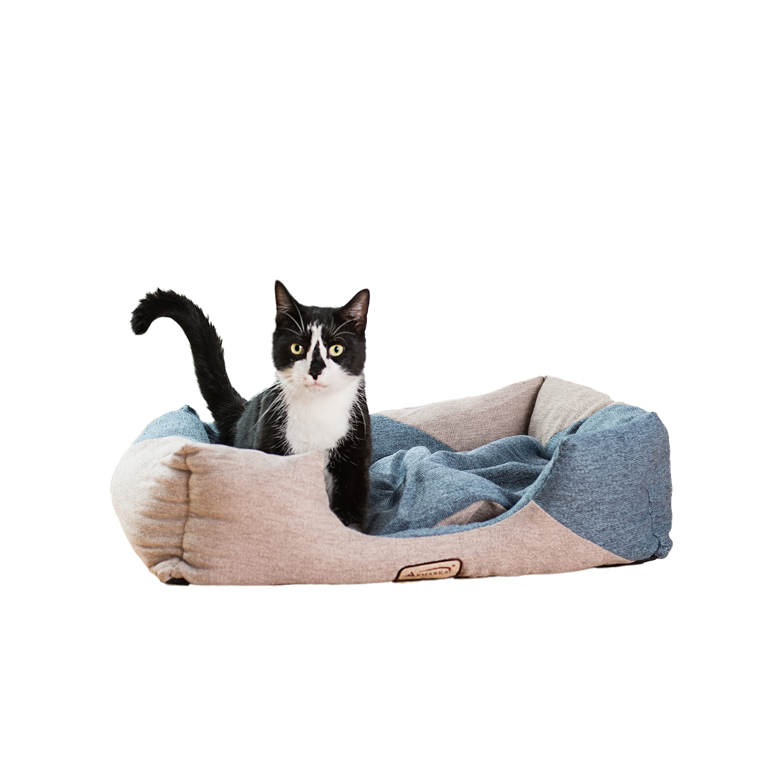 Armarkat C47 Cat Bed, One Size,Navy Blue, Beige