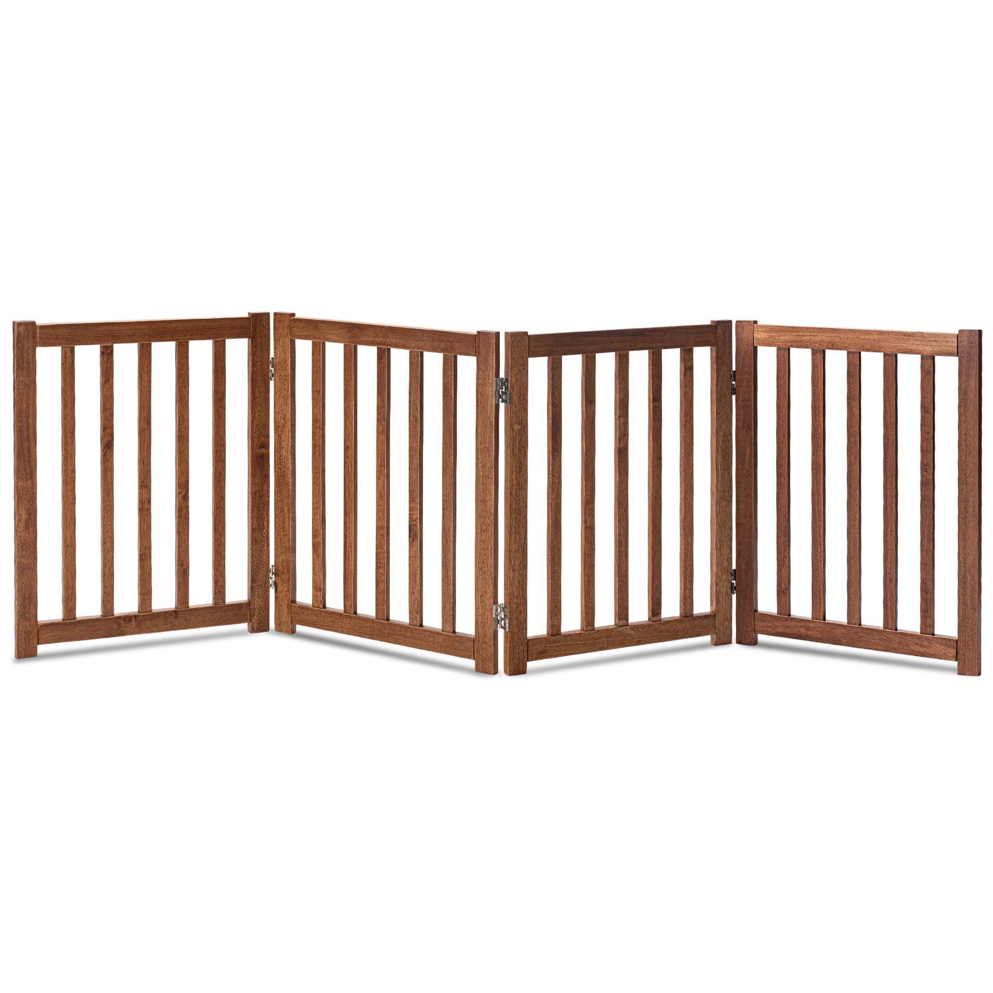 Lzrs Solid Hardwood Freestanding Pet Gate,Wooden Dog Gates For Doorways,Nature Wood Dog Gates For The House,Dog Gate For Stairs,Freestanding Indoor Gate Safety Fence,Oak,24' Height-4 Panels