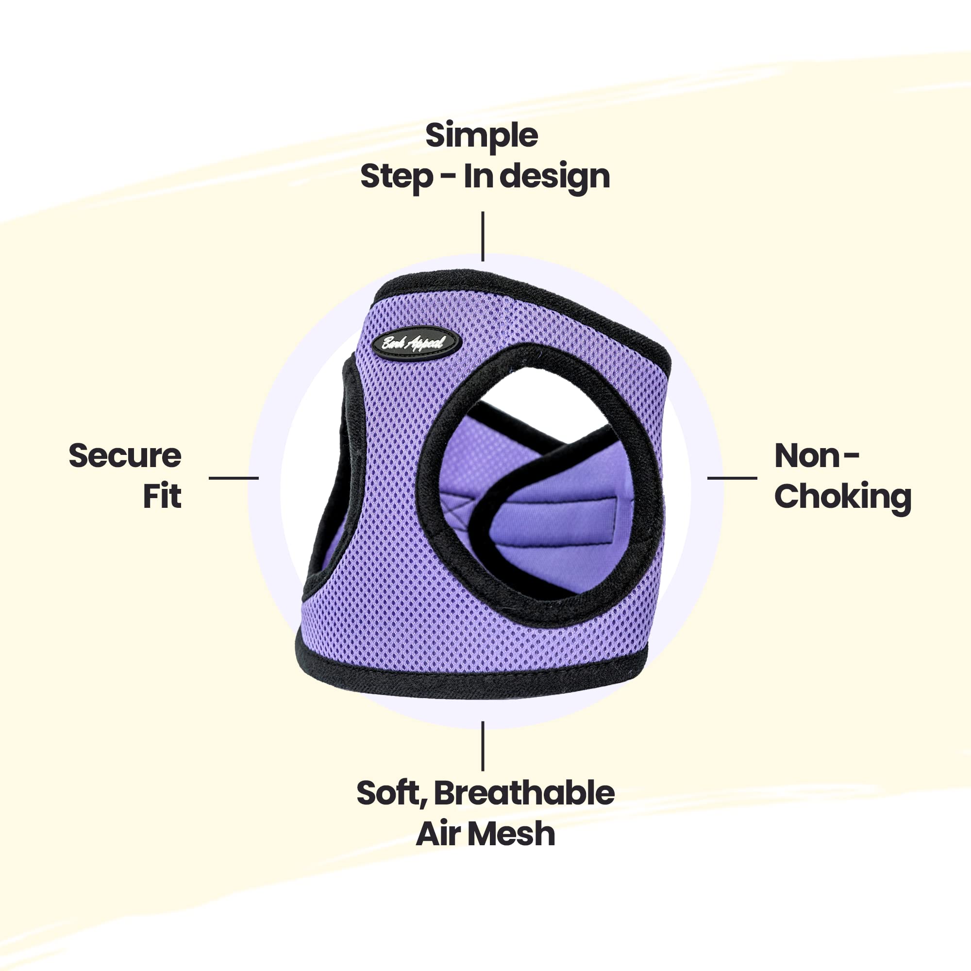 Bark Appeal Step-In Dog Harness, Mesh Step In Dog Vest Harness For Small & Medium Dogs, Non-Choking With Adjustable Heavy-Duty Buckle For Safe, Secure Fit - (Xl, Lavender)