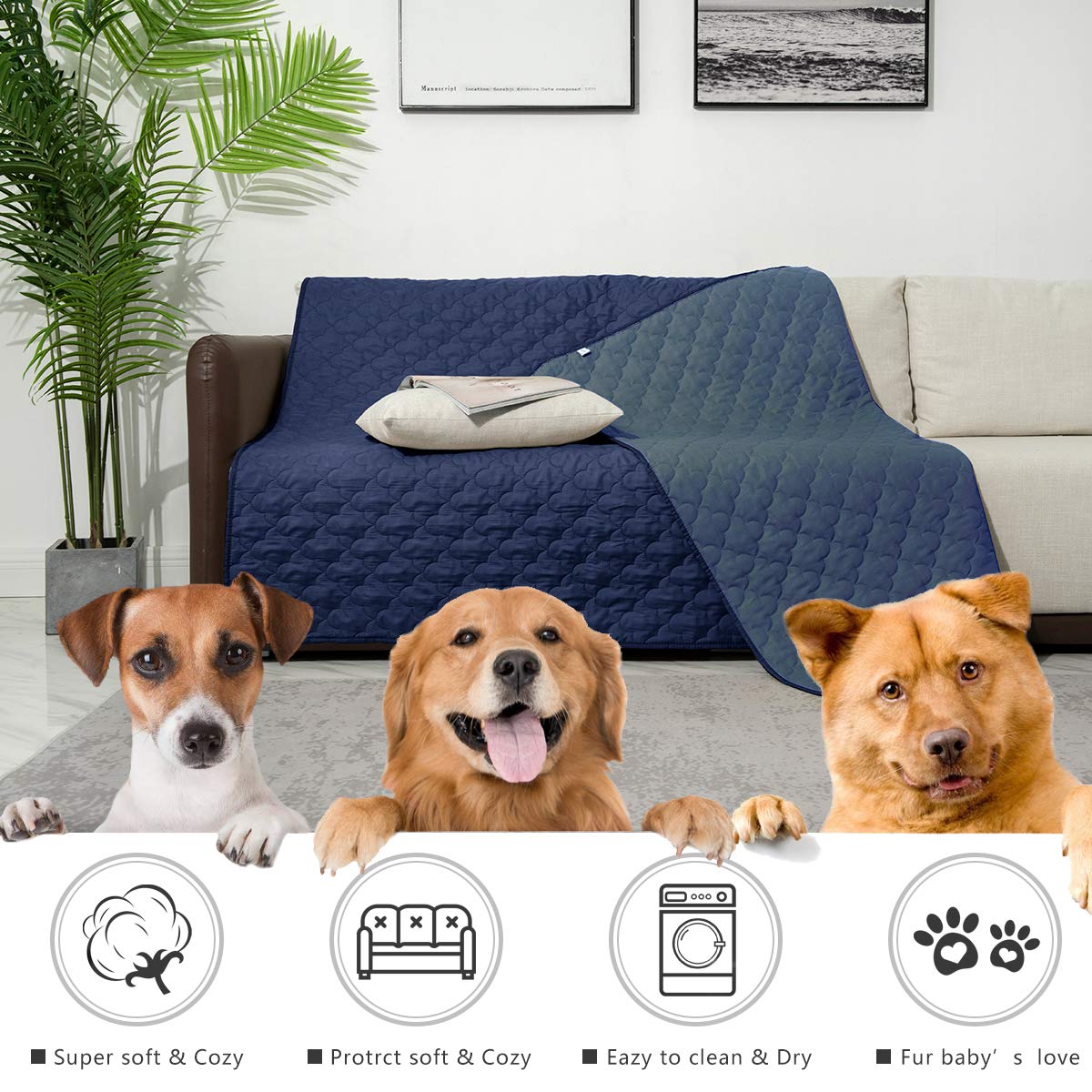 Spxtex Dog Bed Cover Washable Pee Pads Dog Blankets For Puppy Large Dog Cat,Sofa Reversible Changing Pad Reusable 1 Piece(68''X8
