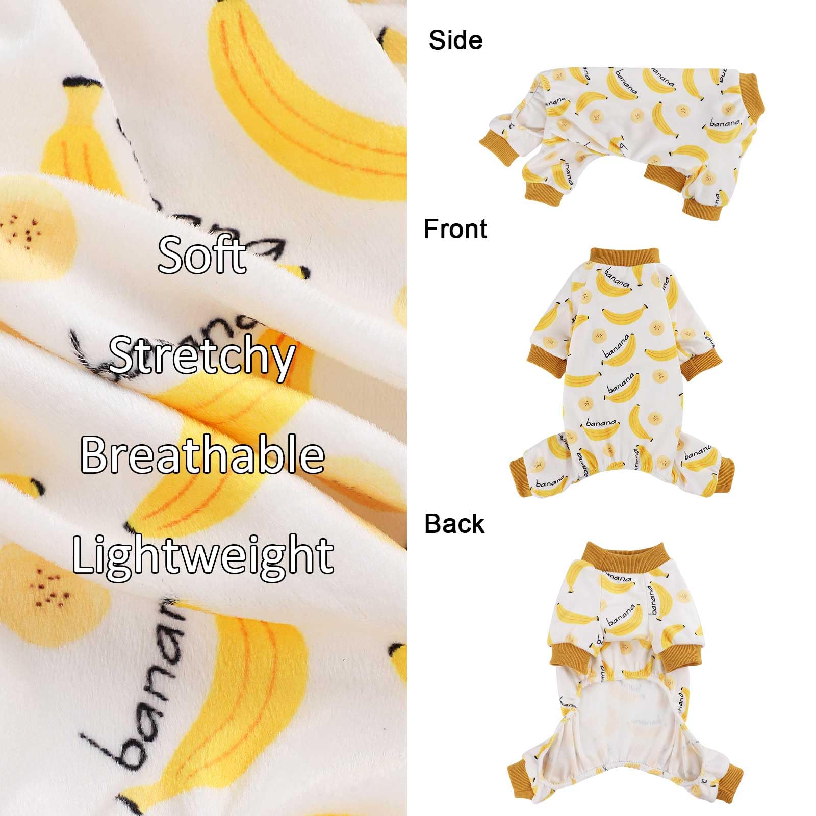 Kosiyi Dog Clothes for Small Dogs - Stretch Fleece Pajamas, Winter Spring Outfit, Lightweight Velvet Pet Jumpsuit, Pjs, Onesie A