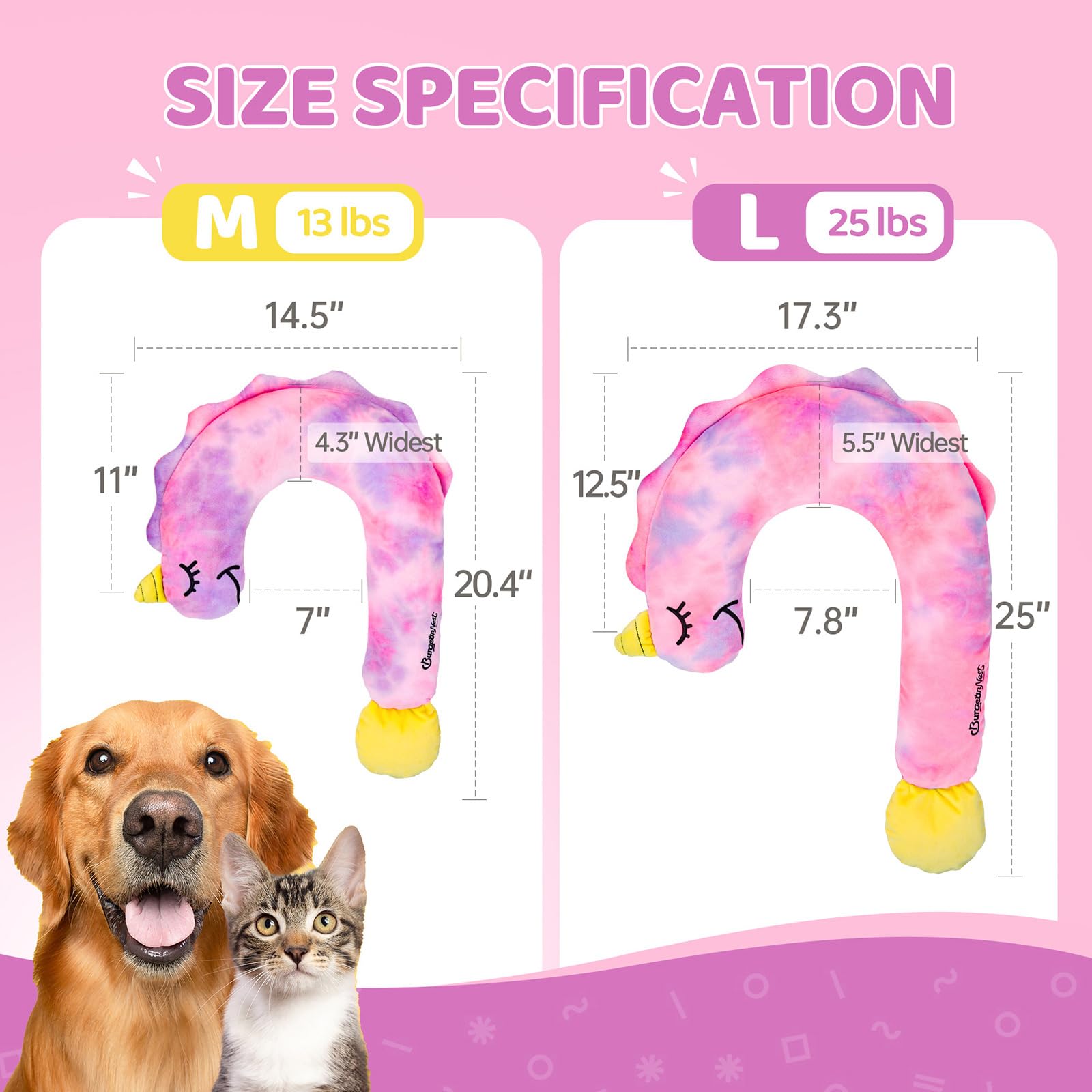 Burgeonnest Small Dog Calming Pillow For Dogs And Cats, Fluffy Soft Colorful Sleep Bolster Cozy Pet Bed Pillow, Great Present Fo