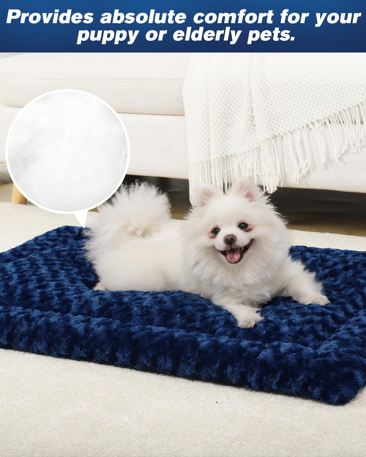 Washable Dog Bed Mat Reversible Dog Crate Pad Soft Fluffy Pet Kennel Beds Dog Sleeping Mattress For Large Jumbo Medium Small Dog
