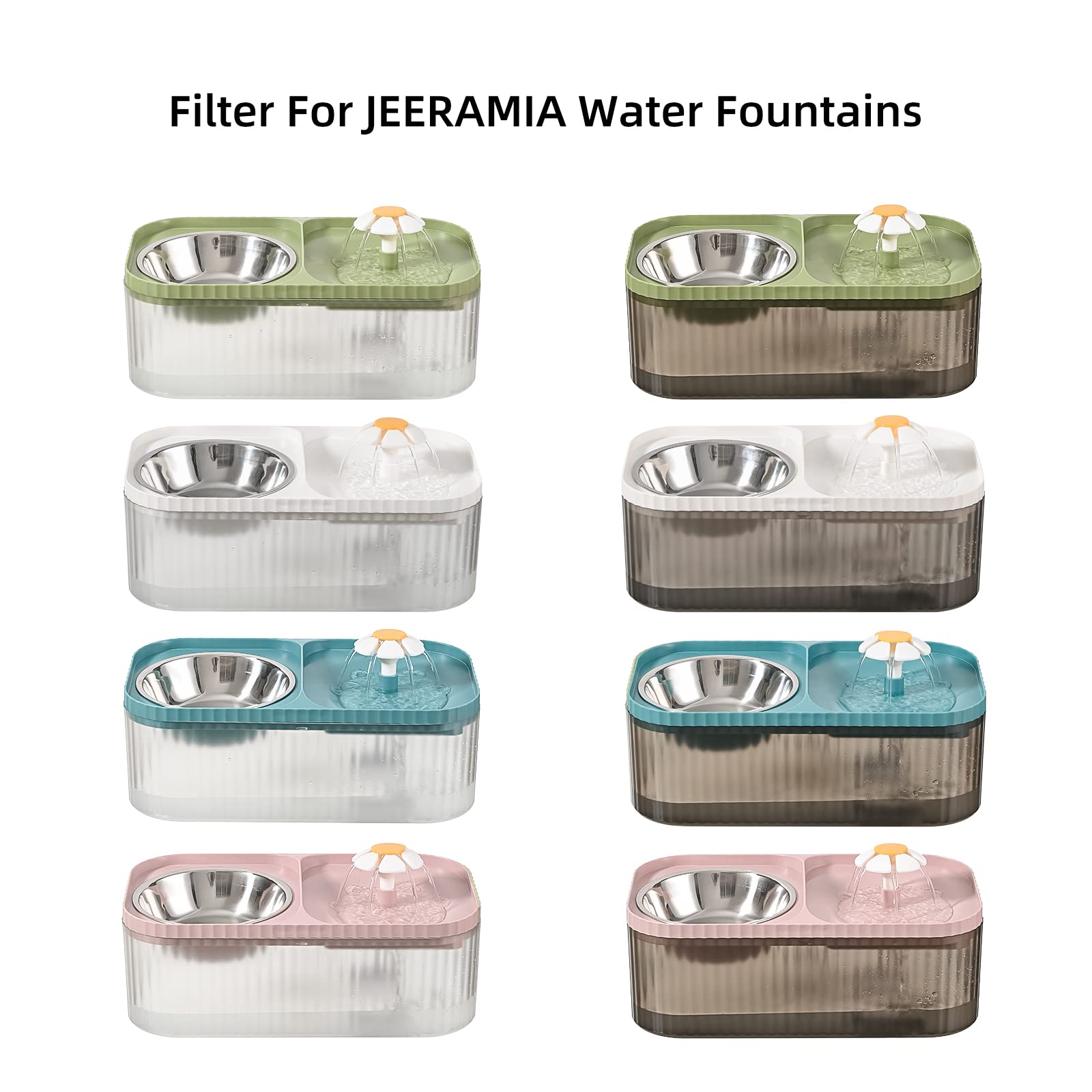 JEERAMIA Cat Water Fountain Replacement Filters - 8 Pack, High-Quality Filters for Clean Water, Compatible with Most Cat Fountains