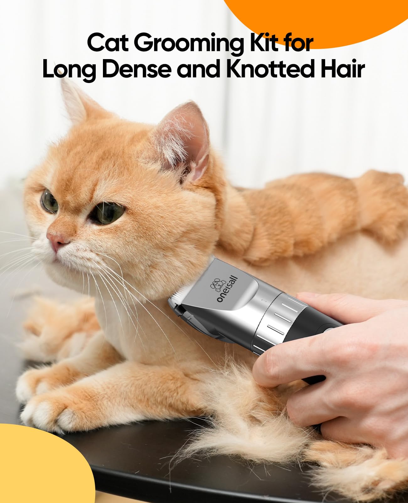 Oneisall Cat Hair Trimmer,Quiet Cat Clippers For Matted Hair,Cordless Cat Grooming Kit With Comb,3 Speed Cat Shavers For Matted Long Hair