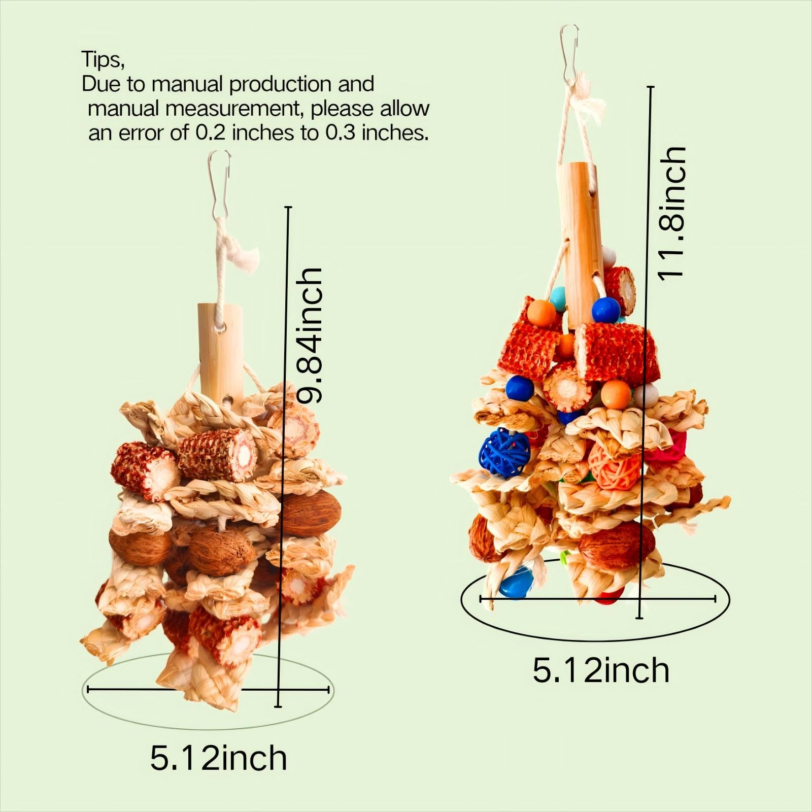 Xlpeixin Bird Toys For Parakeets,Parrots Chew Toy,Natural Hanging Bird Cage Toy For Cockatiels Conures Lovebirds African Gray An