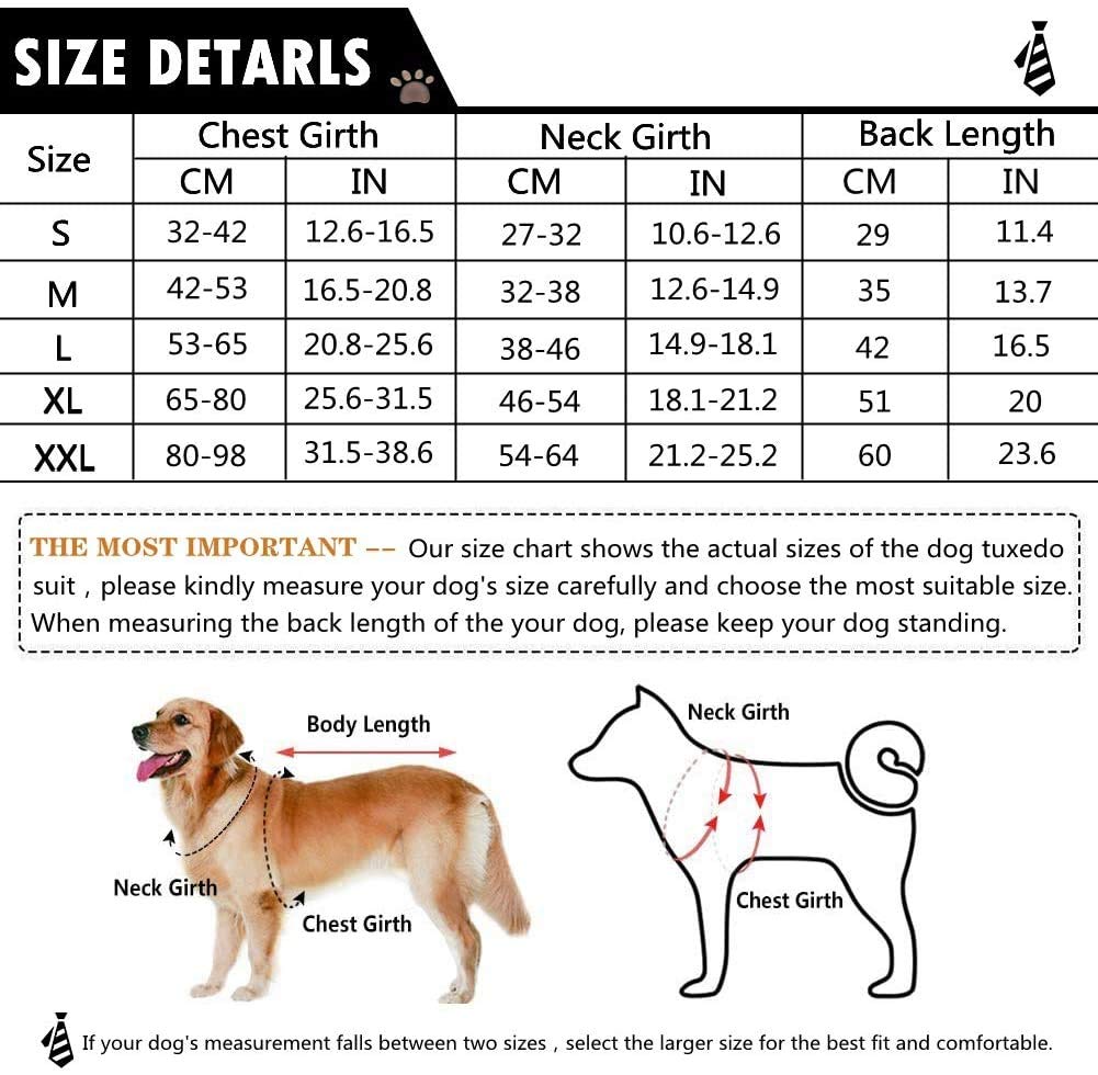 Qbleev Dog Tuxedo For Large Dogs, Dog Suit And Bandana Set, Dog Wedding Outfit With Bow Tie, Formal Dog Tux Dog Costume Hallowee