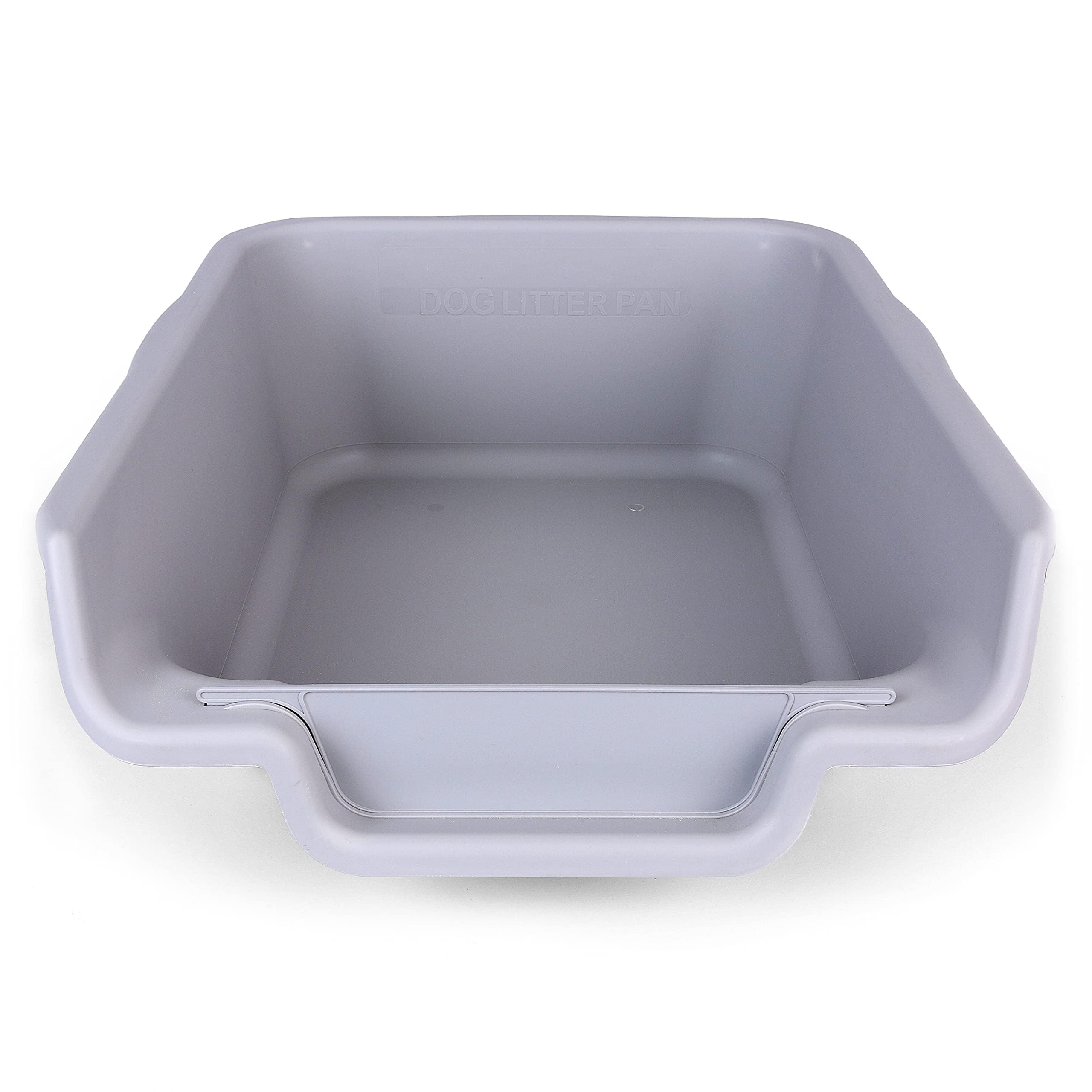 PuppyGoHere Dog Litter Box - Extra Large, Misty Gray, Durable Polypropylene, Open Top Design for Dogs up to 35 lbs