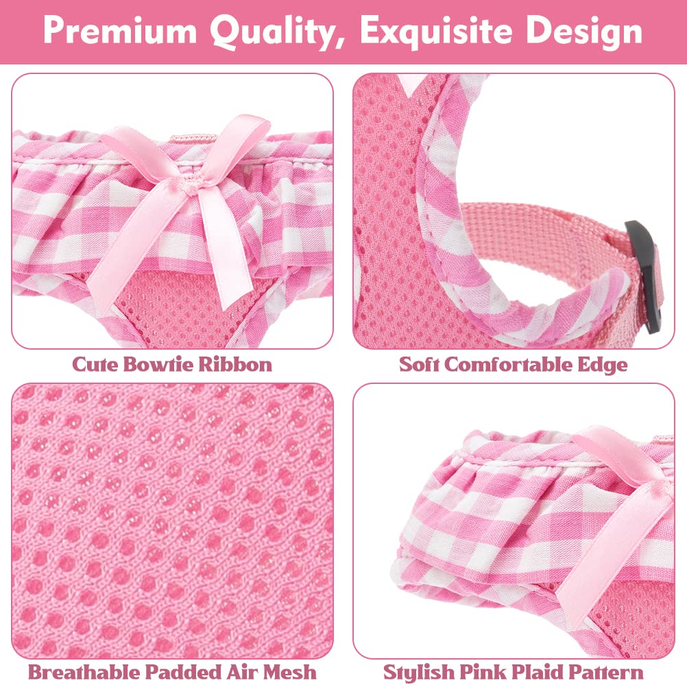Expawlorer Small Dog Harness Girl - Cute Dog Harness For Female Dogs, Soft Mesh Breathable Vest Harness With Lovely Ribbon For Puppies, Easy Adjustable Step-In Female Dog Harness For Outdoor Walking
