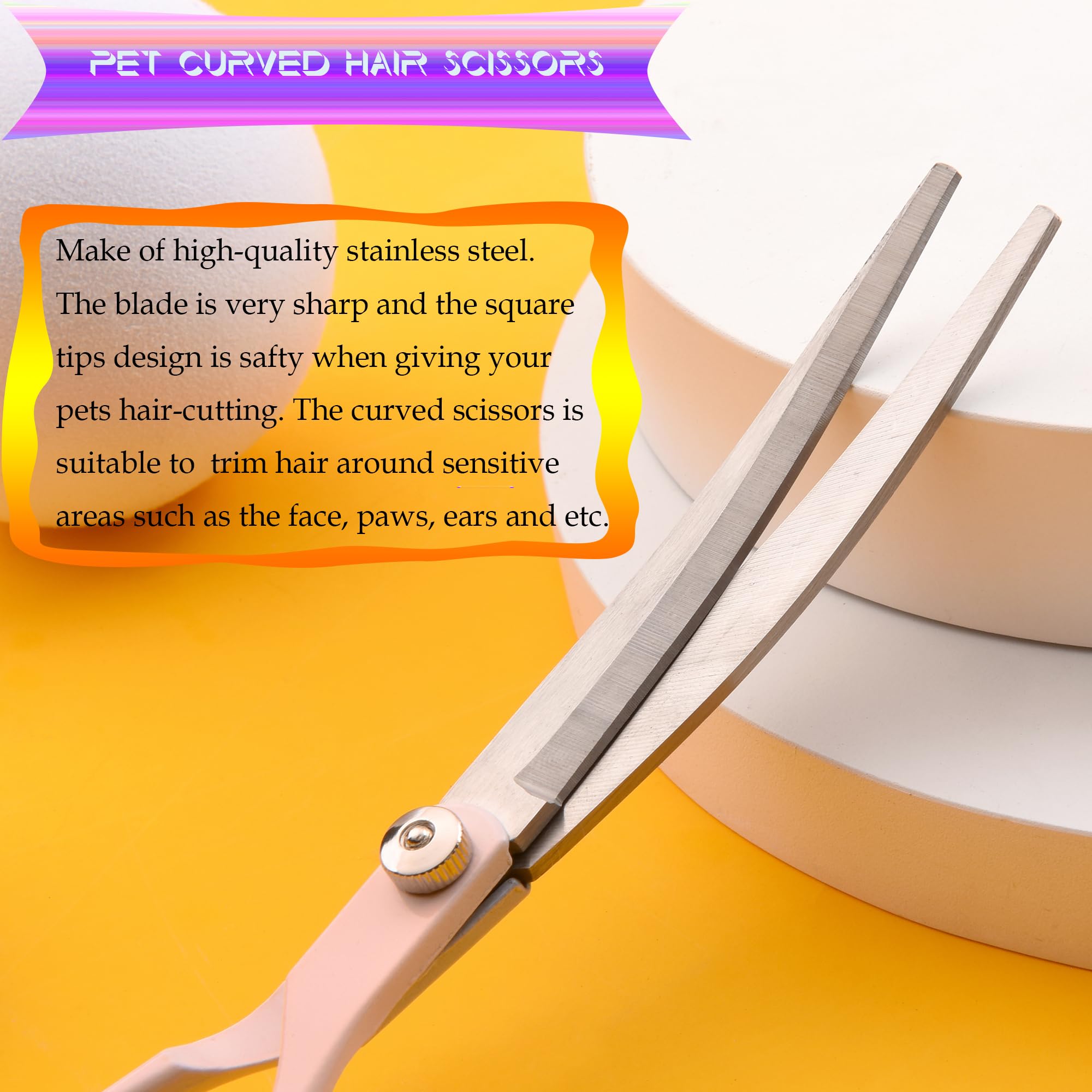 Dog Grooming Scissors Kit, Fcysy Professional Dog Trimming Scissors Set, Hair Cutting Curved Thinning Shears For Pet Cat At Home