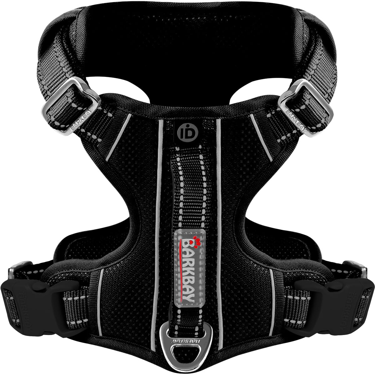 Barkbay Dog Harness No Pull With Id Tag Pocket - Heavy Duty, Reflective, Easy Control For Large Dogs (Black,S)