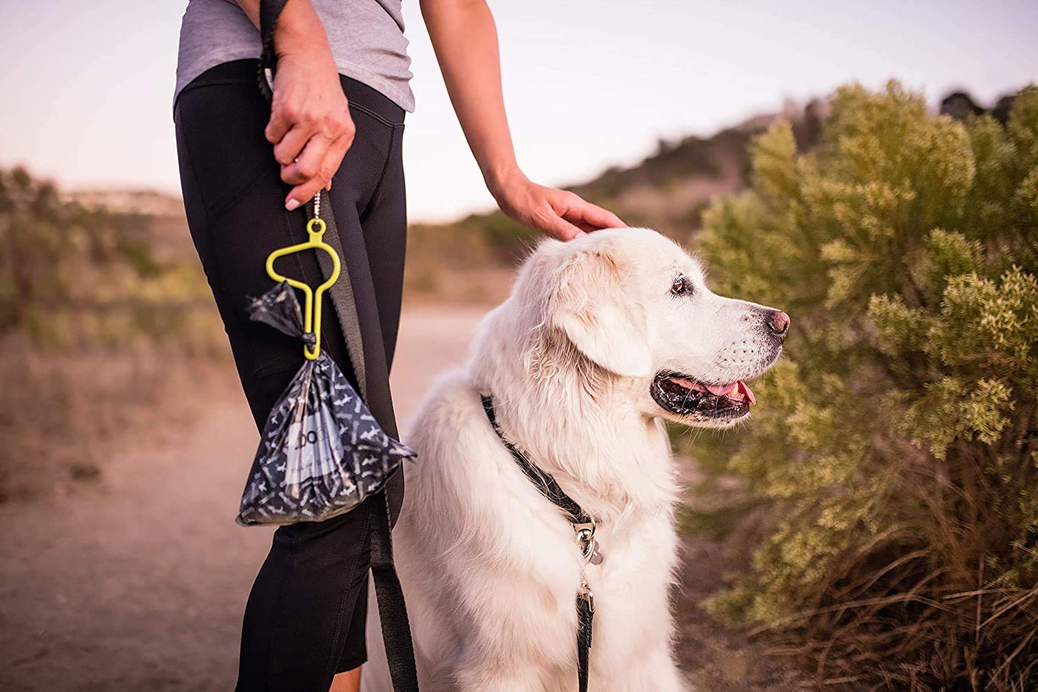 The Dooloop Hands Free Dog Poop Holder - Carry Pet Waste Bag With Attachable Leash Accessory For Dog Walking. Now Made With Recycled/Recyclable Plastic. Maine, Usa (Charcoal)