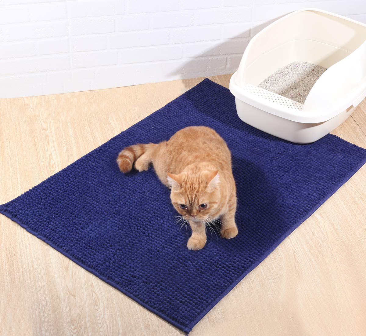 Vivaglory Super Soft Microfiber Cat Litter Mat, 31'× 20' Large Cat Mat For Under Litter Box With Waterproof Back, Machine Washable, Brown