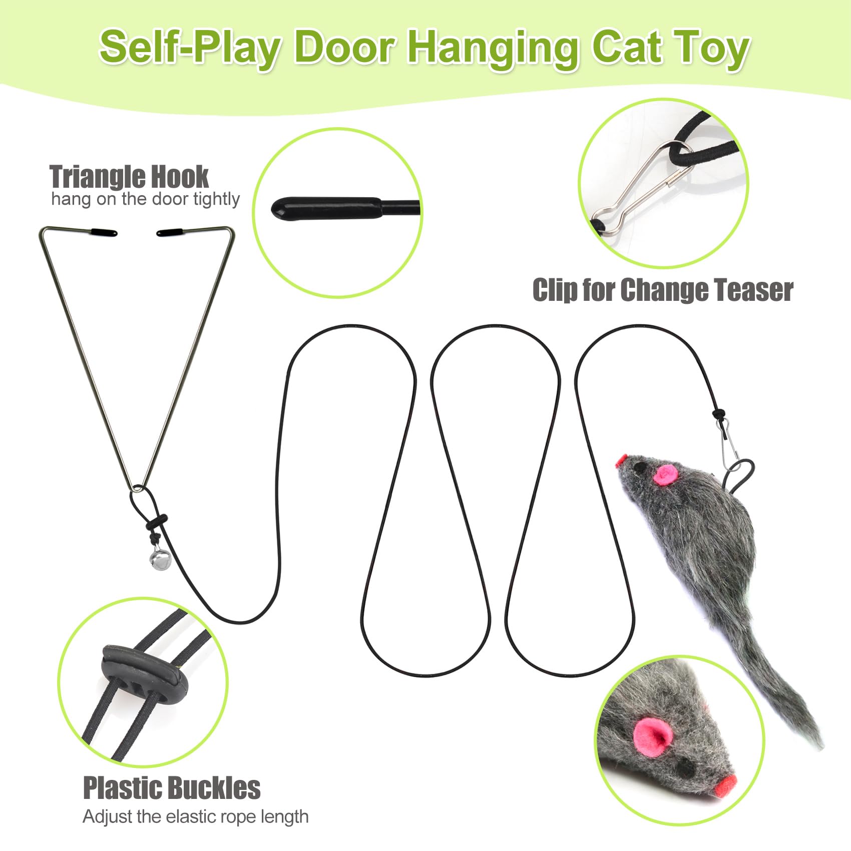 Chicwow Interactive Retractable Cat Wand & Hanging Toys For Cats - 2 Wands, 2 Hanging, 7 Teaser Cat Toys For Indoor Adult Cats K