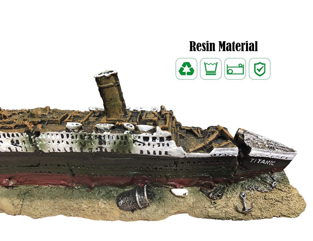 Slocme Aquarium Titanic Shipwreck Decorations - Resin Material Ship Decorations，Fish Tank Sunken Ship Ornament Aquarium Environment Friendly Decorations