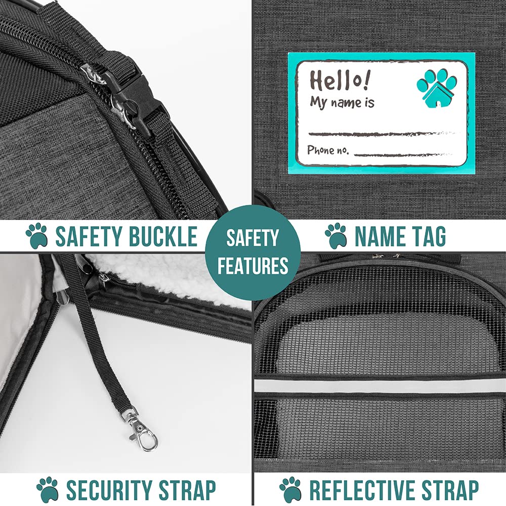 PetAmi Expandable Dog Cat Backpack Carrier - Airline Approved, Soft Back Support, Ventilated, for Small Medium Dogs & Large Cats, Charcoal