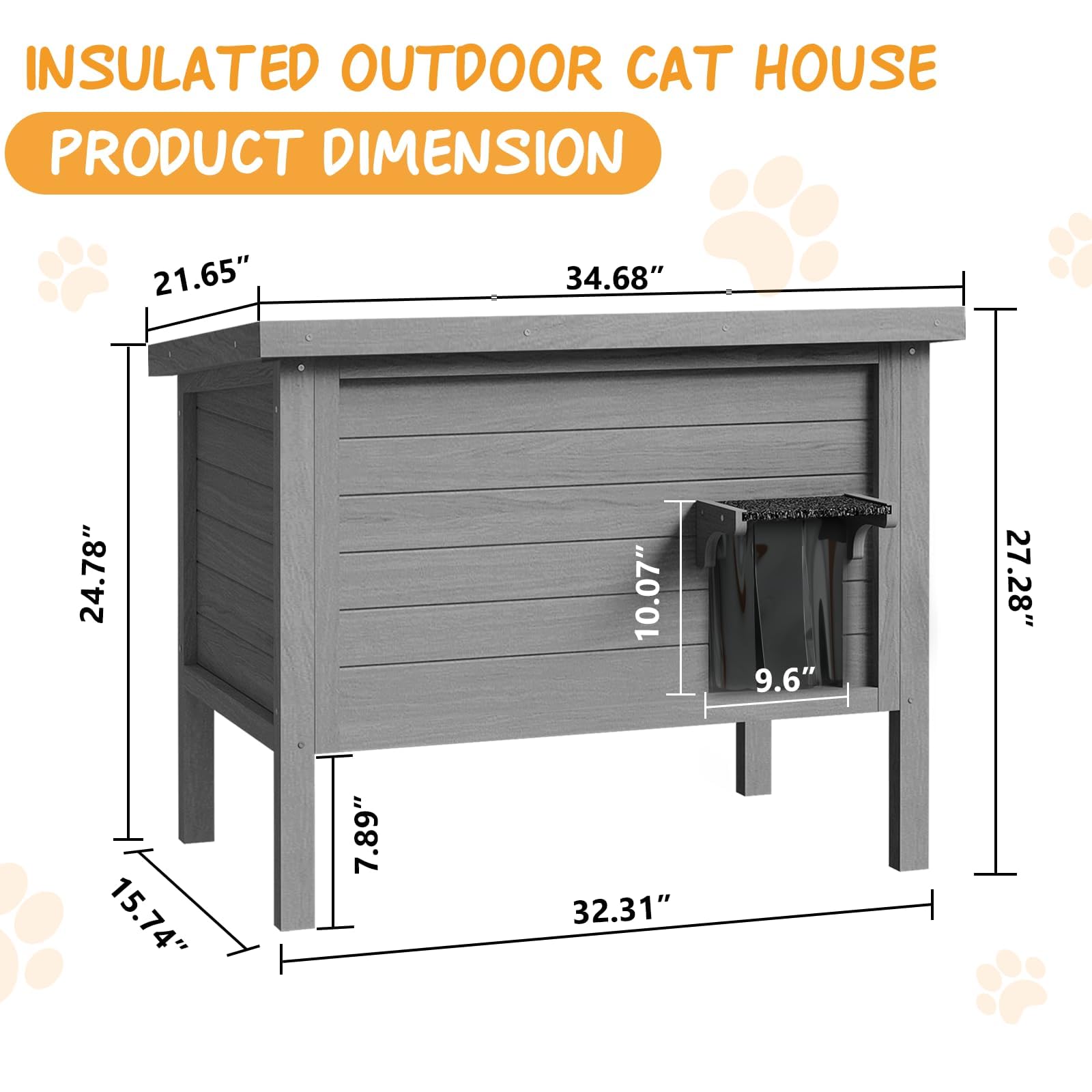 Vitesse Outdoor Cat House Feral Cat Enclosure Cat Houses For Outdoor Cats Insulated All-Round Foam Weatherproof Winter Shelter-C