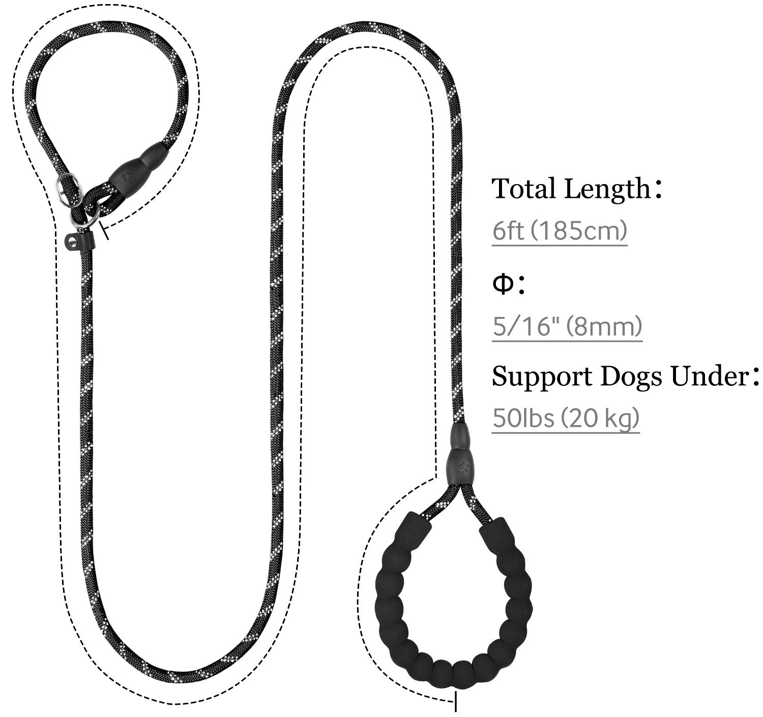 Tagme Slip Leads For Dogs, 6 Ft Heavy Duty Slip Leash With Padded Handle, Strong Rope No Pull Pet Training Leash For Small Dogs,