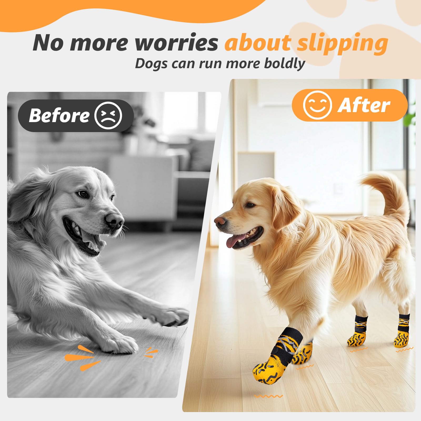 Reflective Dog Socks To Prevent Licking Paws, Dog Paw Protector, Hardwood Floors Anti Slip, Non Slip Dog Socks With Grippers, Do