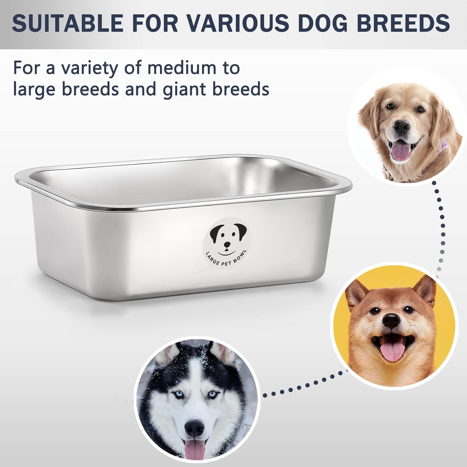 Stainless Steel Dog Bowls for Large Dogs, High Capacity Metal Dog Food Bowls, Food and Water Bowl for Larges, X-Large, and Big D
