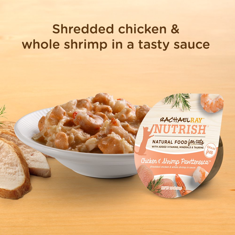 Rachael Ray Nutrish Natural Wet Cat Food, Chicken & Shrimp Pawttenesca Recipe, 2.8 Ounce Cup (Pack of 12), Grain Free