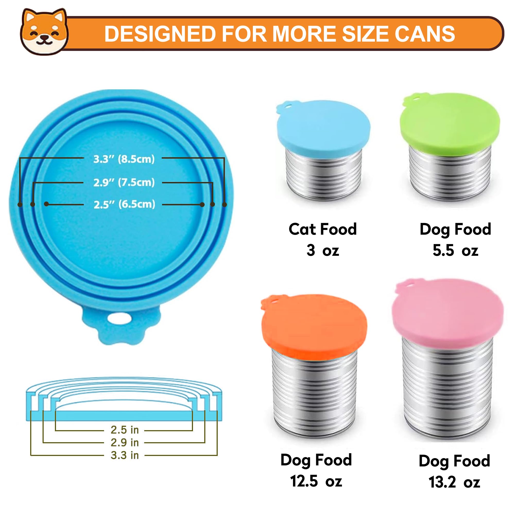 PWOD 2 Pack Pet Food Cans Lids, Silicone Food Can Covers for Dog and Cat, BPA Free/Food Safe/Universal, One Fit Most Standard Si
