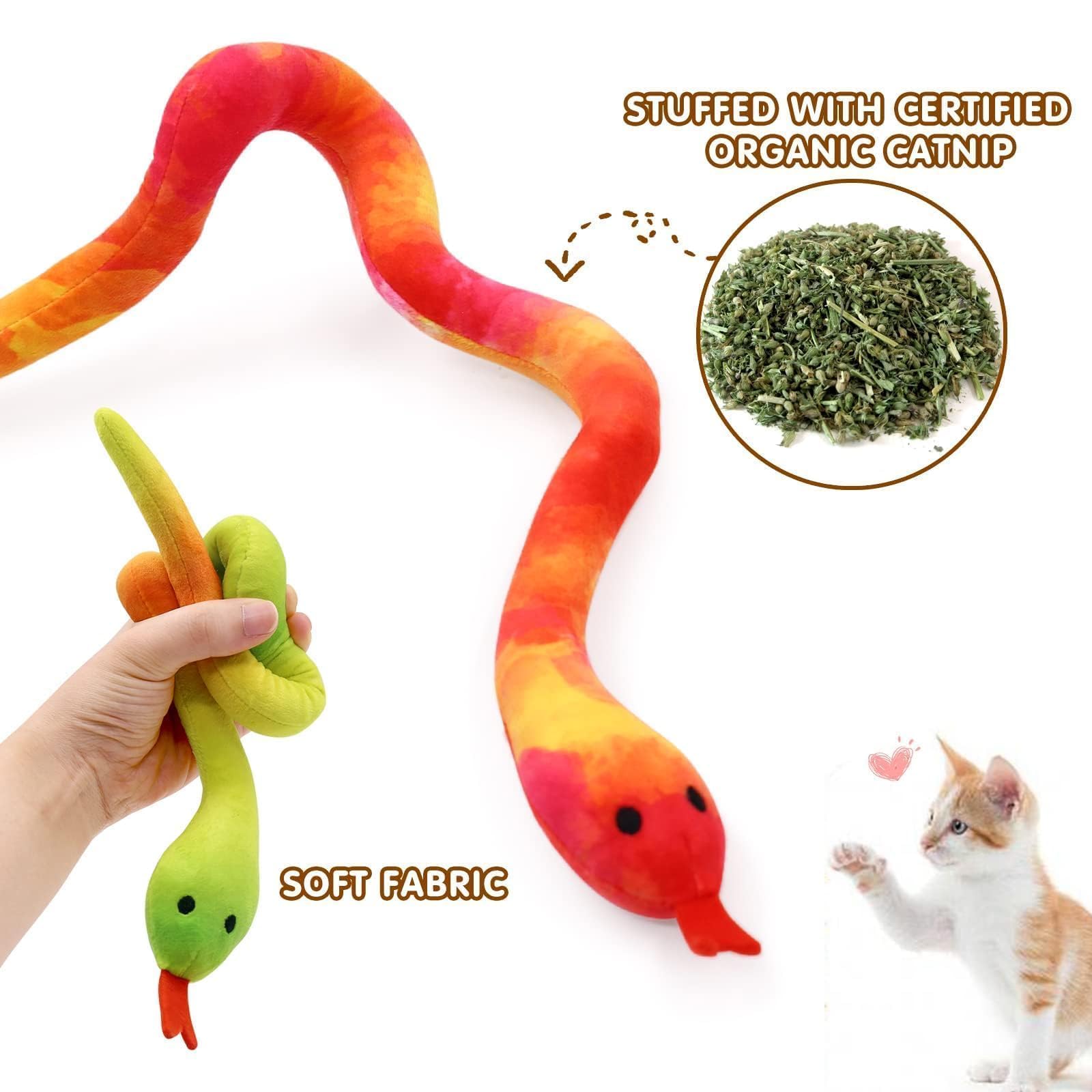 Ciyvolyeen 5 Pack Snake Cat Toys Catnip Toys For Indoor Cats Kitten Supplies Interactive Snakes Cat Toy Birthday Gift For Cat Lo