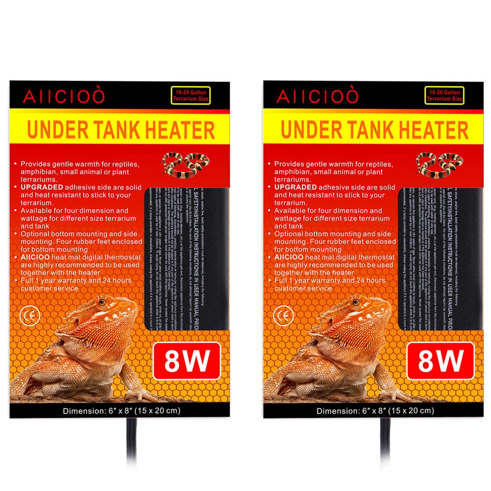 Aiicioo Reptile Heating Pad - Hermit Crab Heater Heat Mat For Reptiles Snake Lizard Terrarium 8 Watt 2Pack