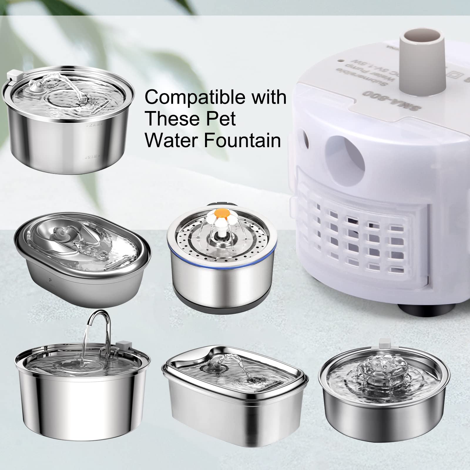 Cat Water Fountain Pump For 3.2L/108Oz Stainless Steel Cat Water Fountain And 67Oz/2L Stainless Steel Cat Fountain, Petilog Pet Fountain Pump, Ultra Quiet Cat Fountain Pump