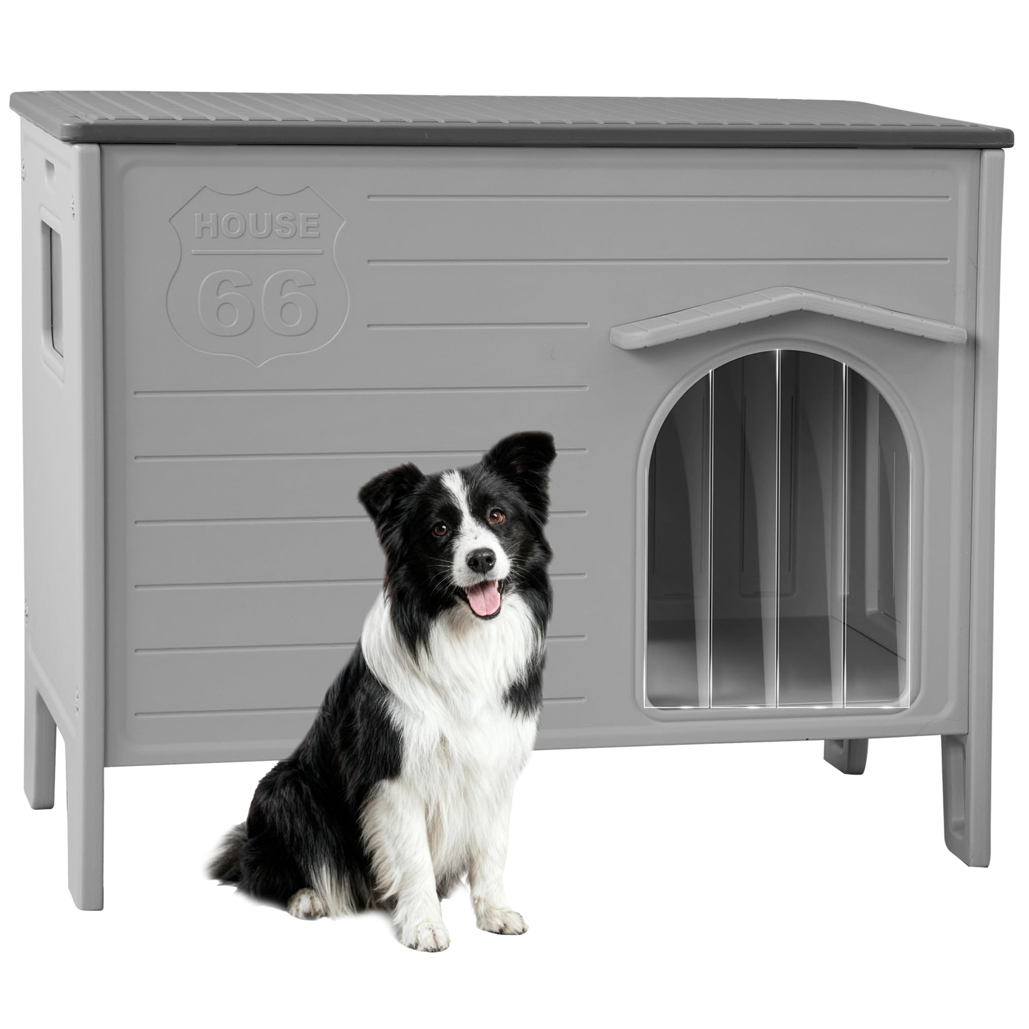 Rockever Large Dog House Outdoor Indoor for Medium Large Dogs, Plastic Elevated Outdoor Dog House Waterproof Dog Kennel with Win