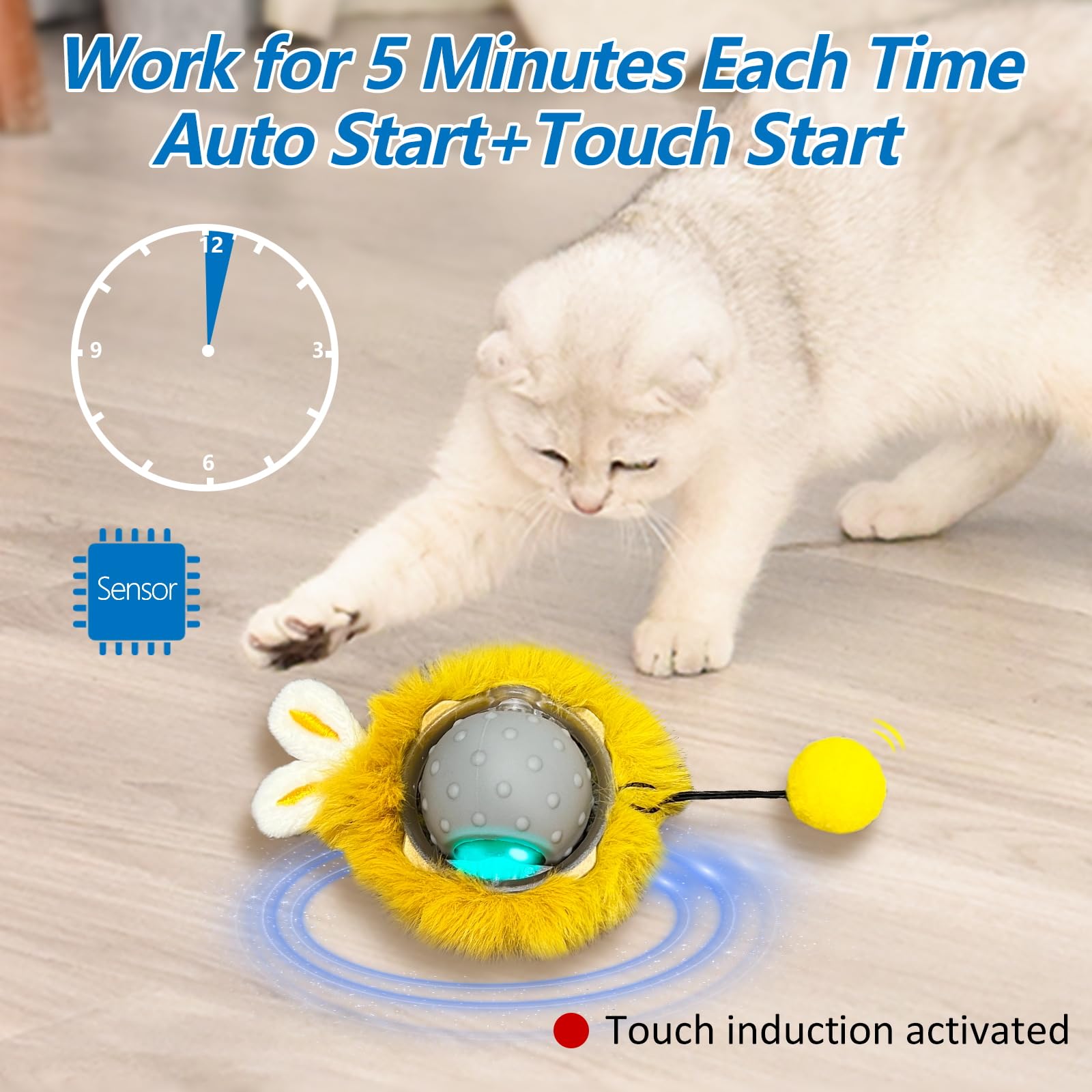 Sofolor Motion Activate Interactive Cat Toys - Automatic Moving Ball Toys For Indoor Cats, Self Rotating Ball With Lights, Electric Cat Mice Toys, Usb Rechargeable