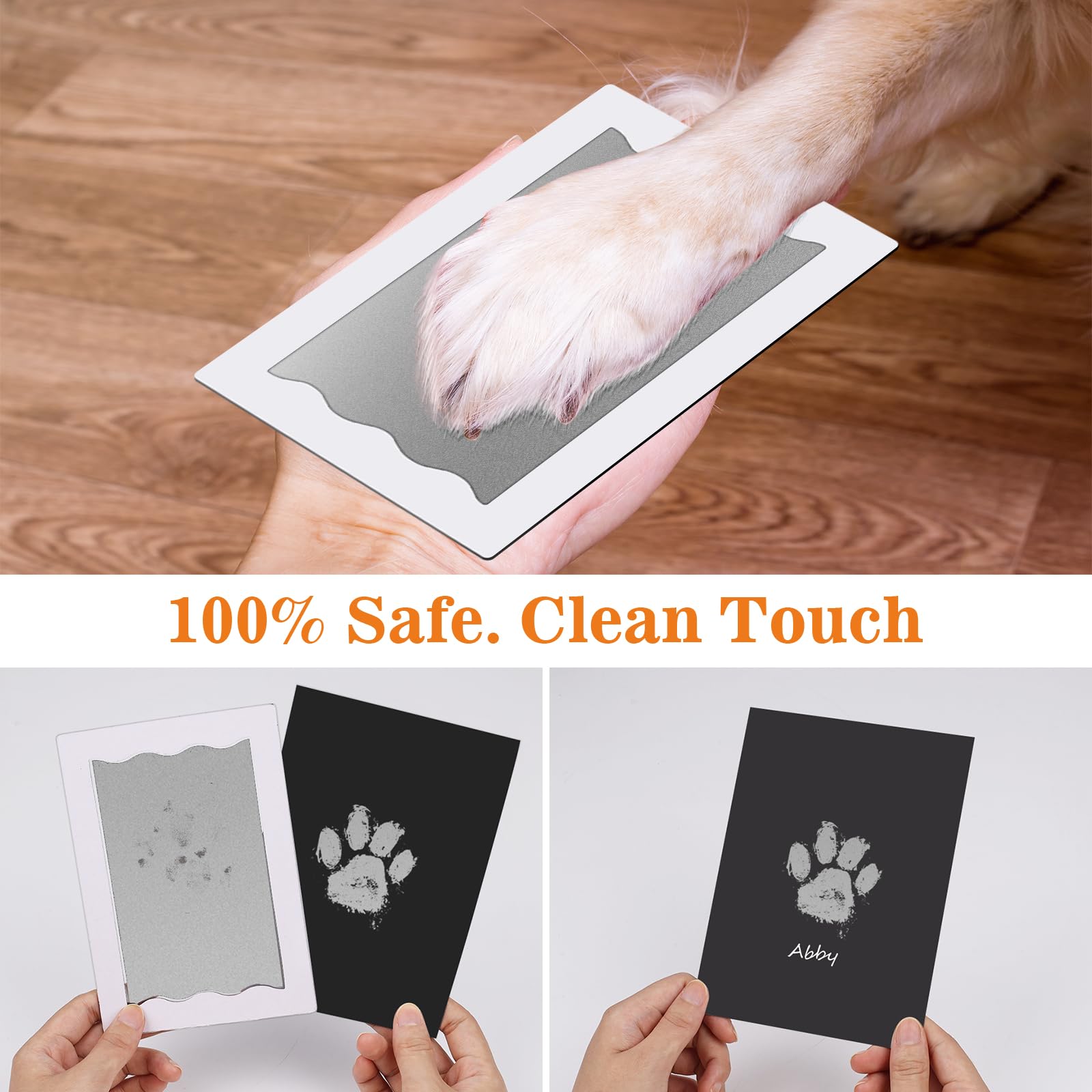 Nabance Baby Footprint Kit, Paw Print Kit, Dog Nose Print Kit, 2 Large Size Gold and Silver Ink Pads with 4 Black Imprint Card,