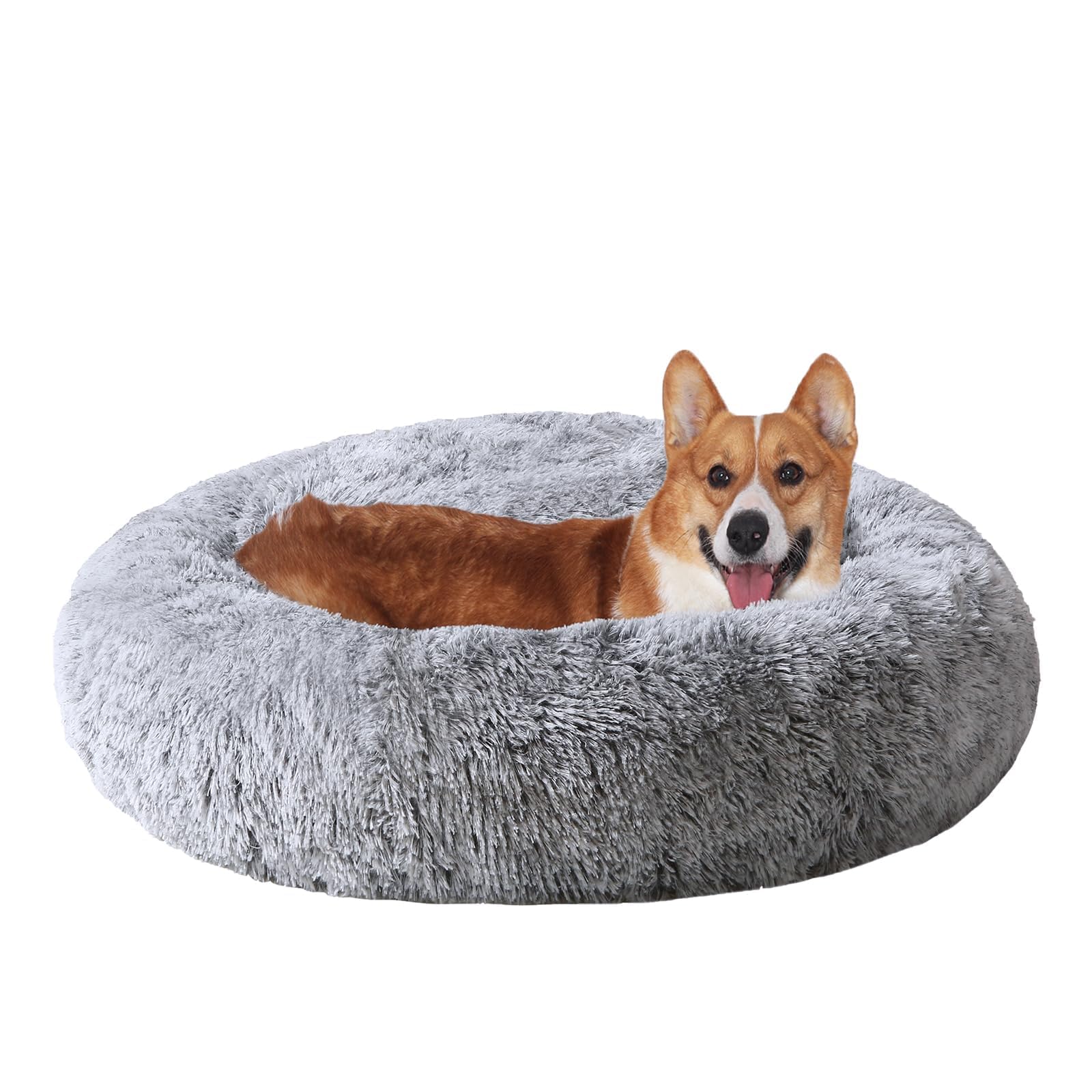 Jollyvogue Dog & Cat Bed, Calming Anti-Anxiety Pet Bed For Small Dogs, Fluffy Donut Cushion For Small And Medium Pets (24')