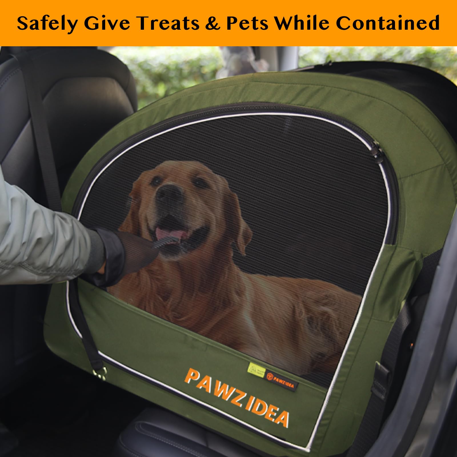 Pawzidea Collapsible Dog Travel Crate, Portable Pet Crate For Car