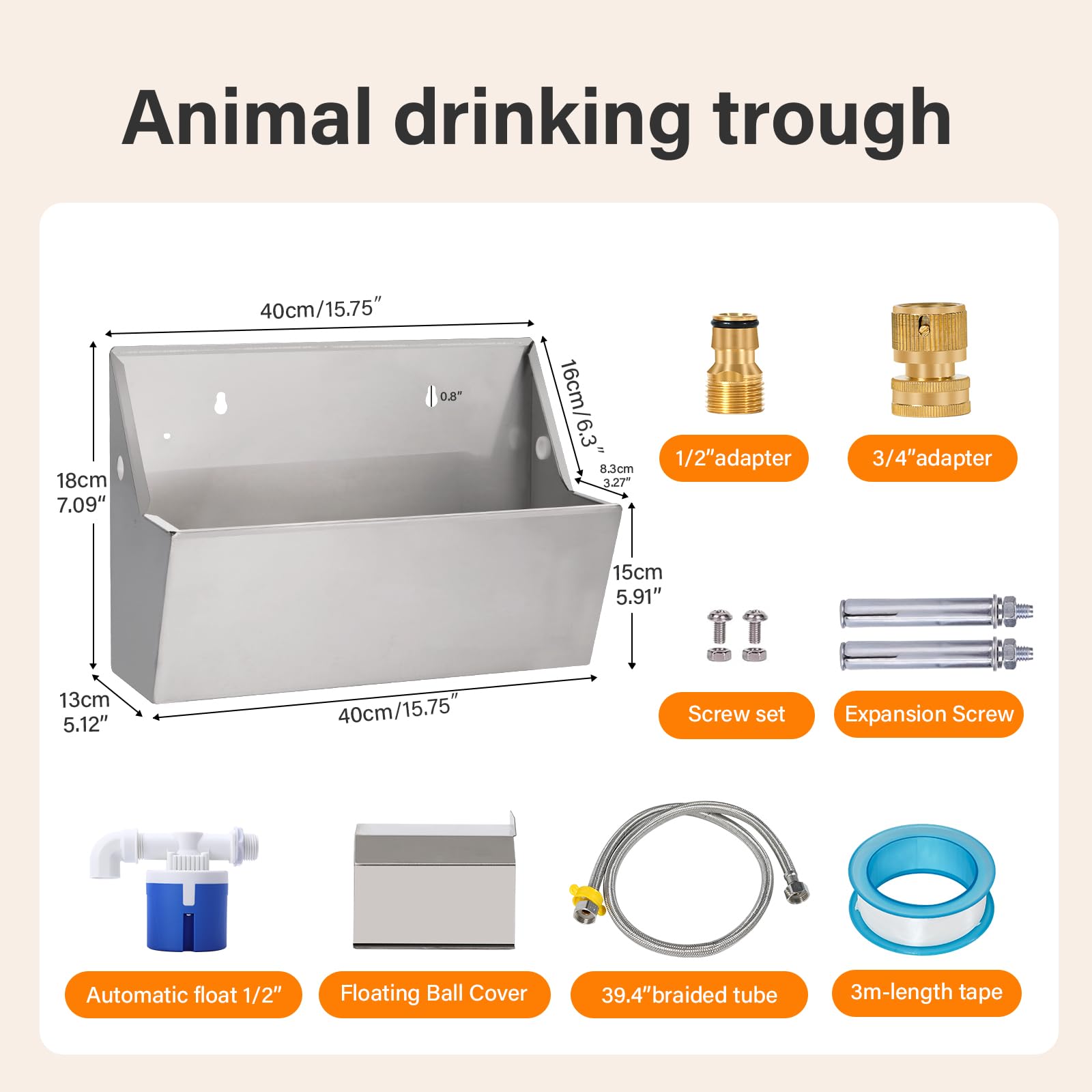 PAUQEWIE 2Gal Automatic Dog Water Bowl Dispenser Auto Fill Dog Waterer Outdoor Livestock Water Trough Drinking Feeder for Large