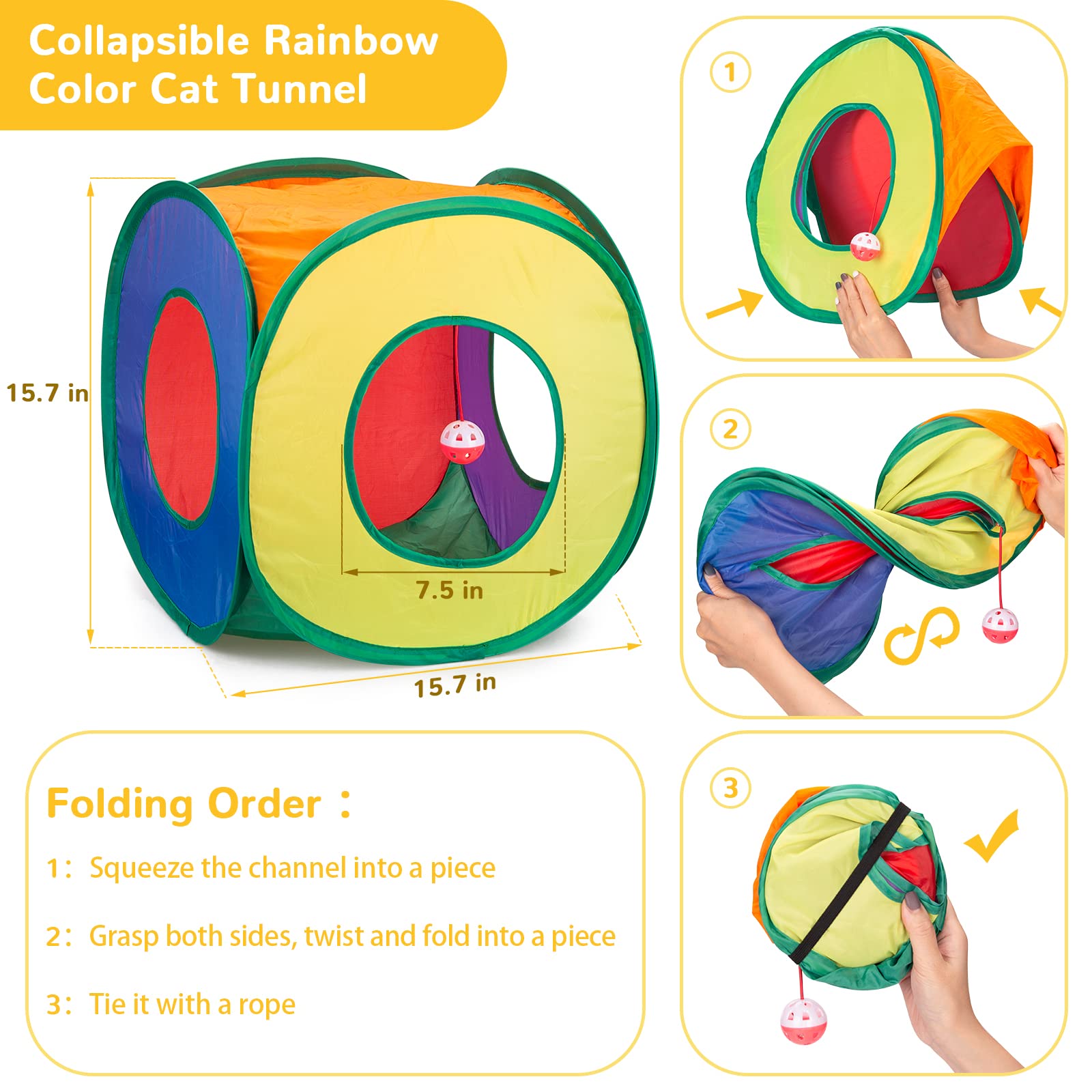 Retro Shaw Cat Toys Pack 33 Pcs, Interactive Kitten Toys For Indoor Cats Kitty With Collapsible Play Tunnel Tube Tent Feather Wa