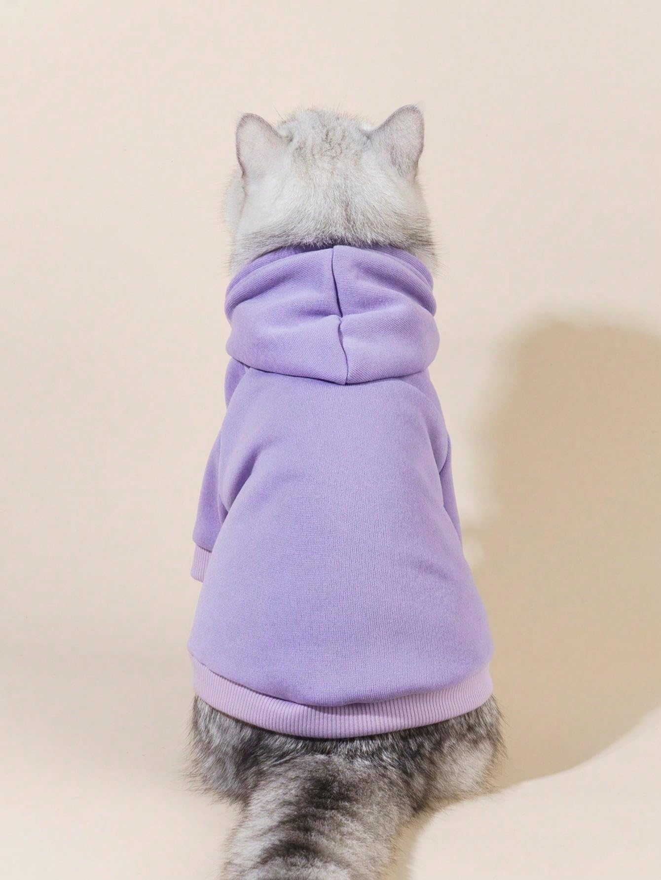 QWINEE Basic Dog Hoodie, Dog Warm Jacket, Cat Apparel, Dog Shirt, Dog Clothes for Puppy Kitten Small Medium Dogs Cats Mauve Purp