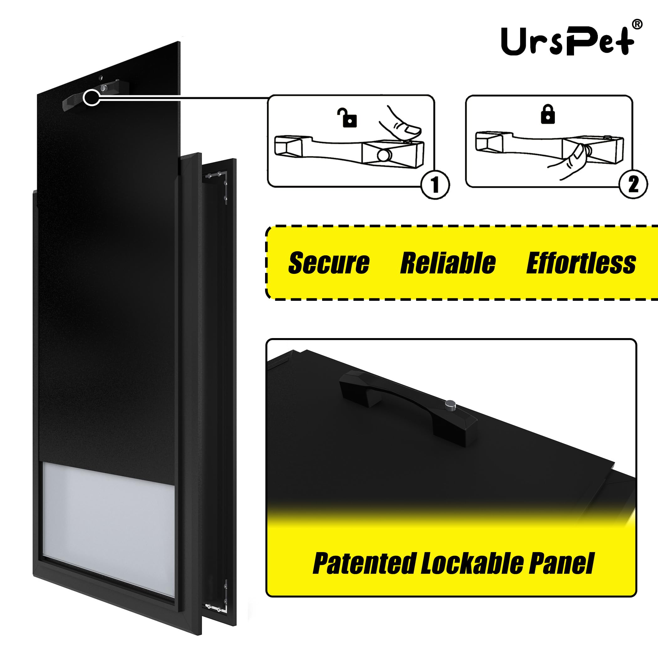 Aluminum Large Dog Door For Exterior Doors, Cutout Size 12.2''W X 18''H, Heavy Duty For Extreme Weather, Energy-Saving, Easy To