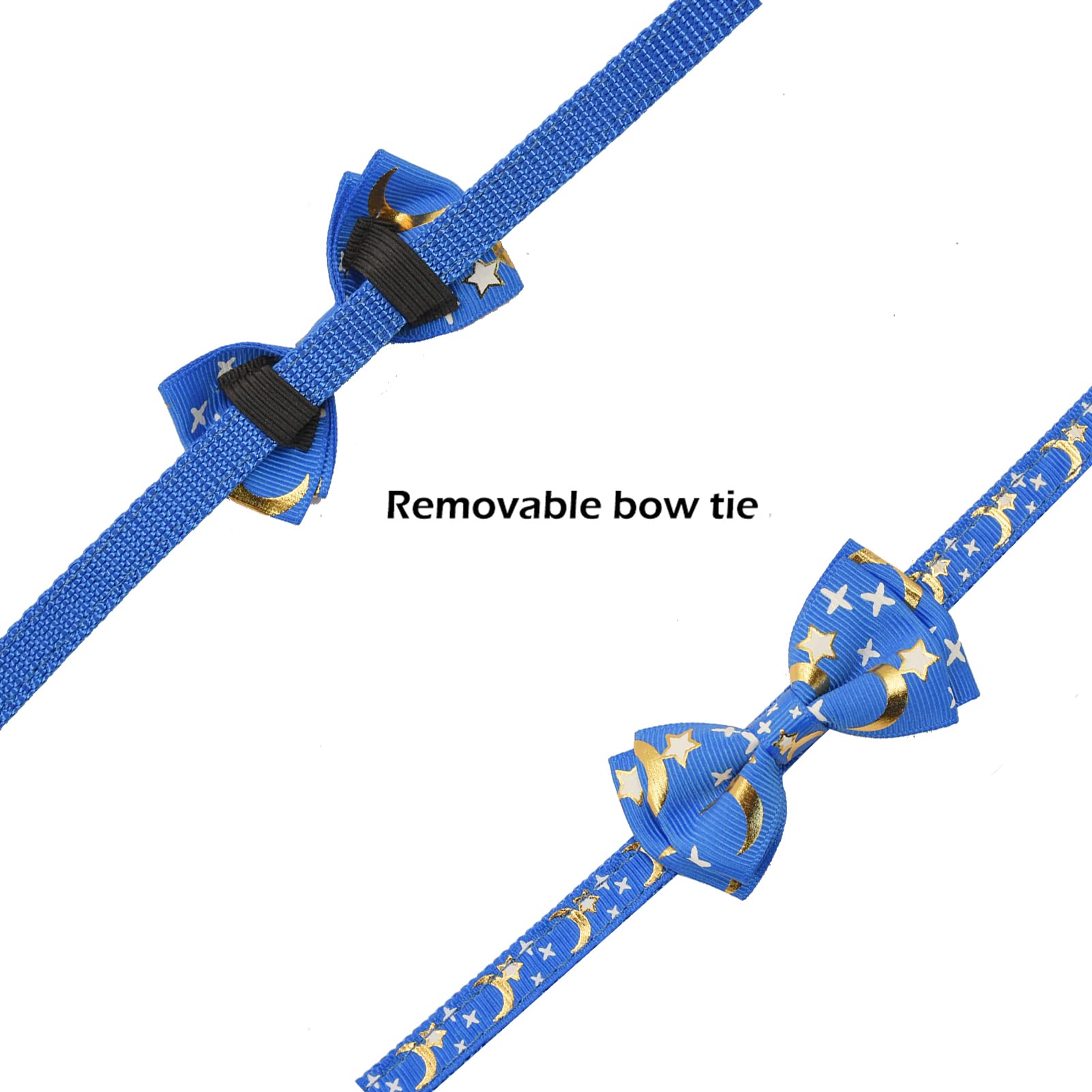 Bowtie Cat Collars Breakaway With Bell, Adjustable Cute Kitty Collars Safety Buckle Kitten Collar For Cat Puppy 7.5-11In (Blue M