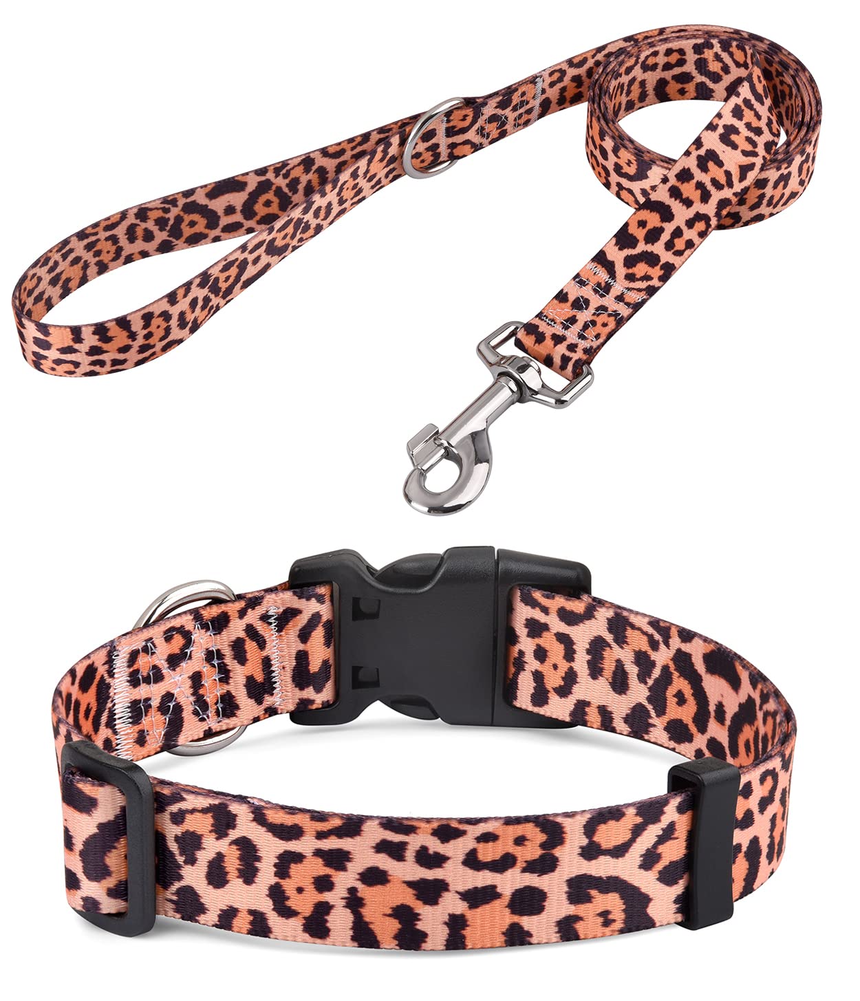 Hqyddmi Dog Collar And Leash Set For Small Dogs Cats, Soft Comfy Pet Collar For Small Medium Large Dogs, Leopard Pattern For Boy