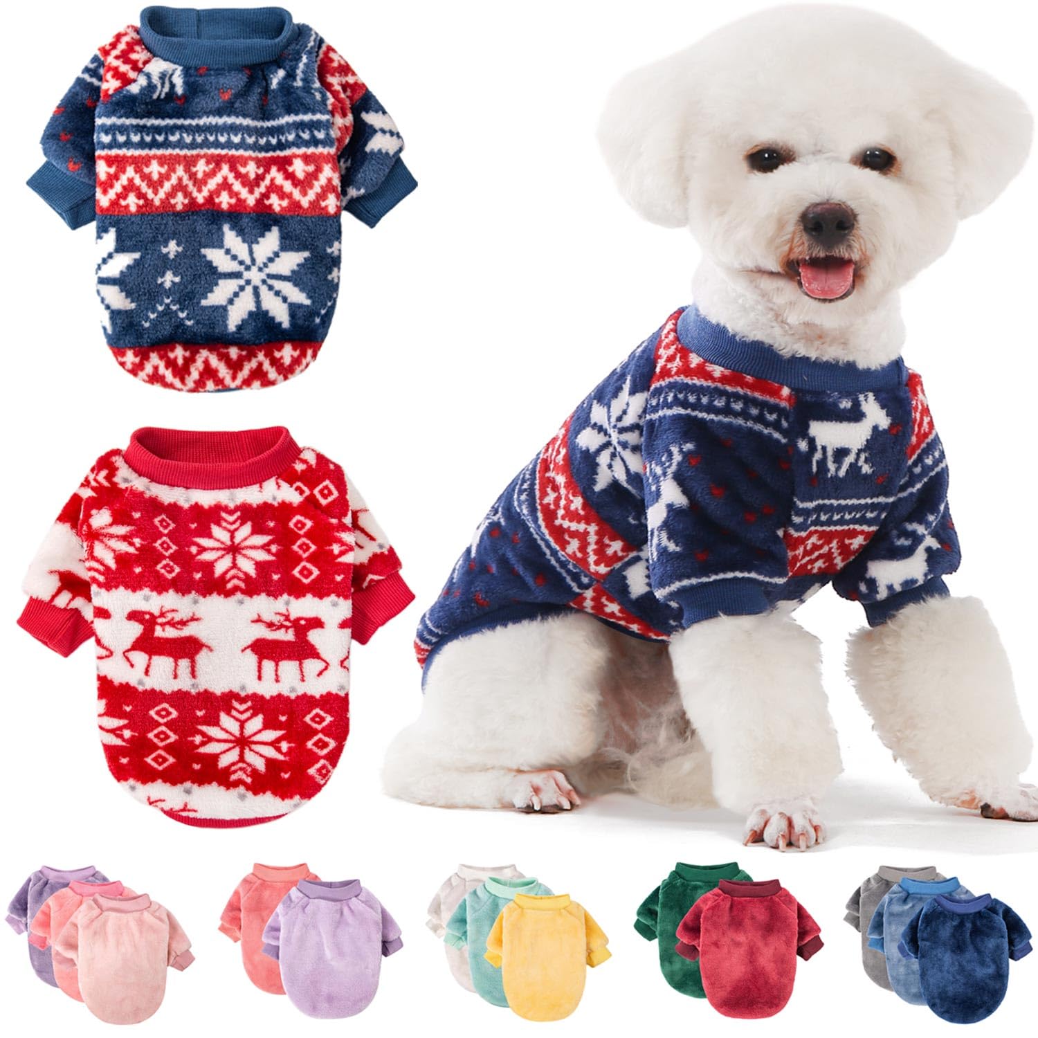 Fabricastle Christmas Dog Sweater, 2-Pack Dog Clothes Xxs Xs, Ultra Soft And Warm Pet Jackets For Small Dogs & Cats, Winter Pet 