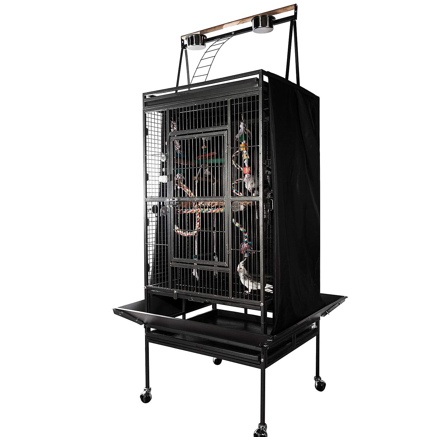 Colorday Good Night Bird Cage Cover For Large Bird Cage With Play Top (Patent Pending), Black 68''