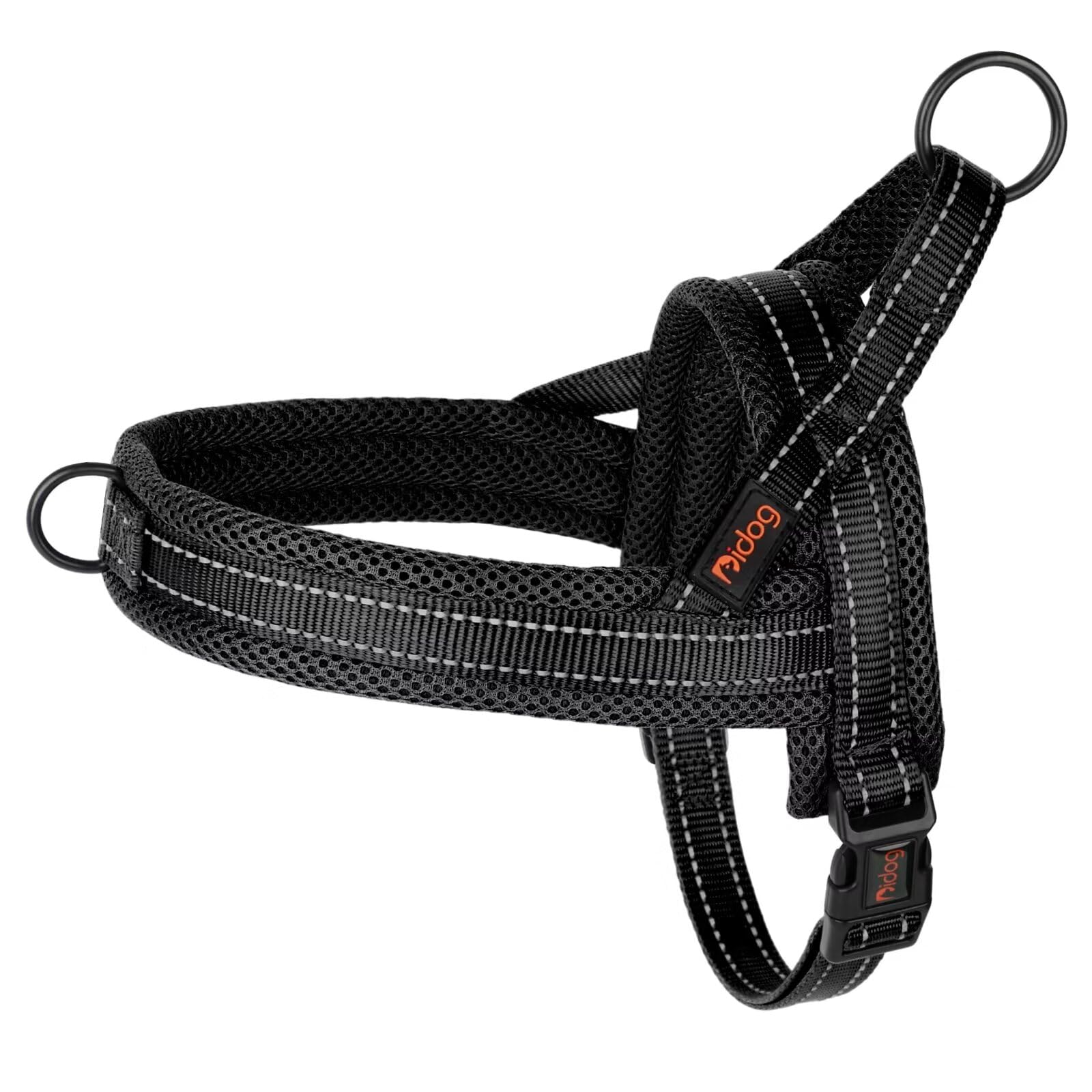 Didog Soft Mesh Padded Dog Vest Harness, Escape Proof / Quick Fit Reflective Dog Strap Harness,Easy For Walking Training (M:Chest 21-26', Mesh-Black)